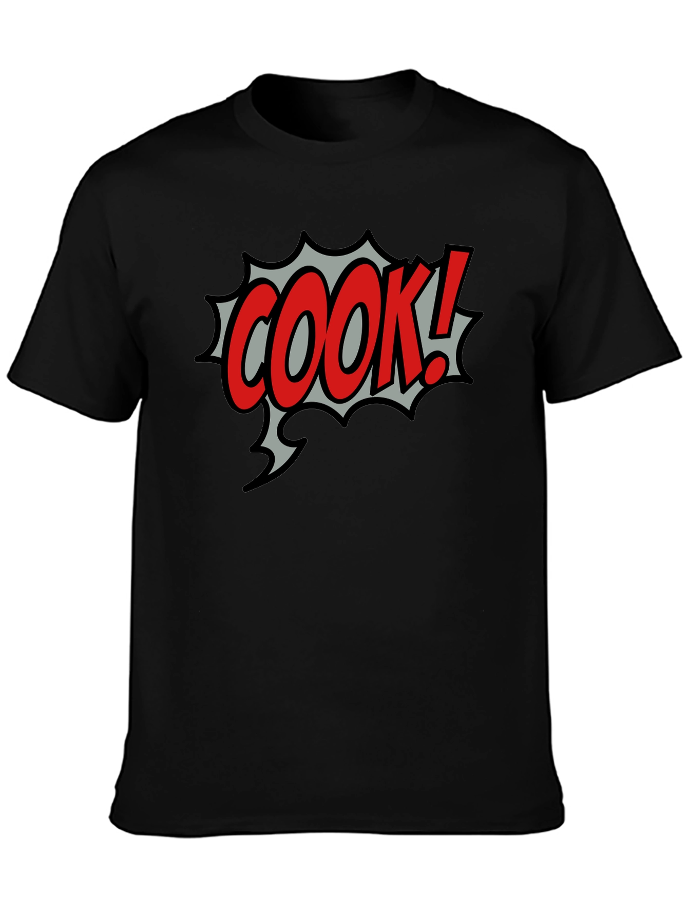 COOK! Comic Style Black T-Shirt