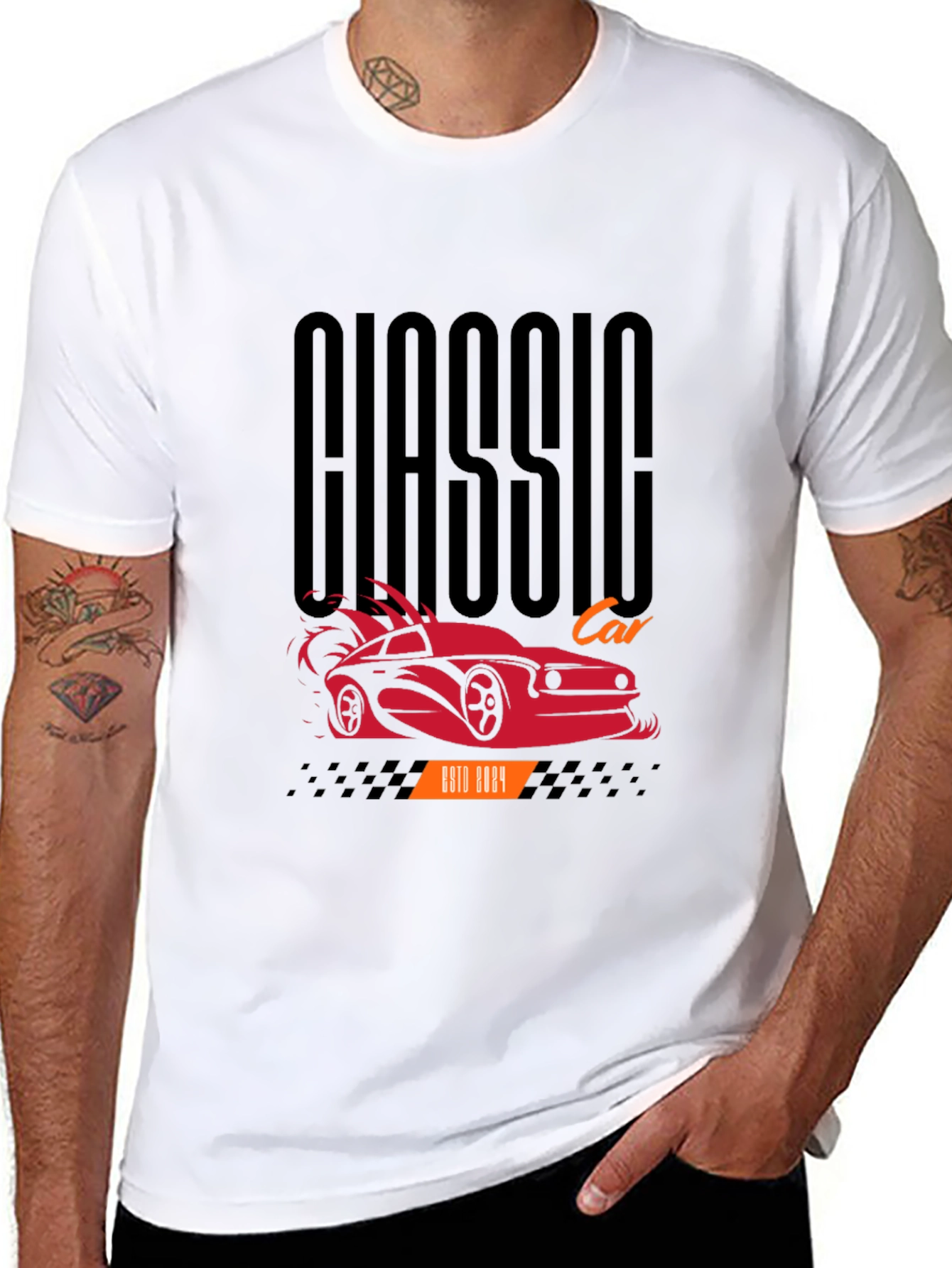 Classic Car Graphic Tee - Black Cotton