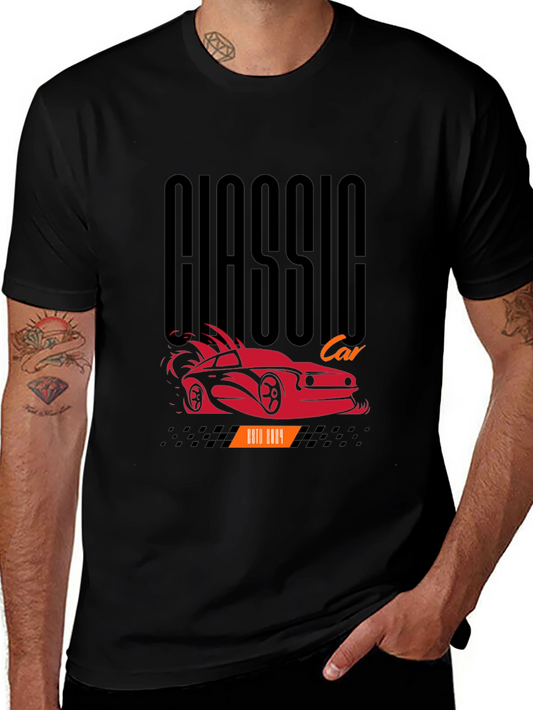 Classic Car Graphic Tee - Black Cotton