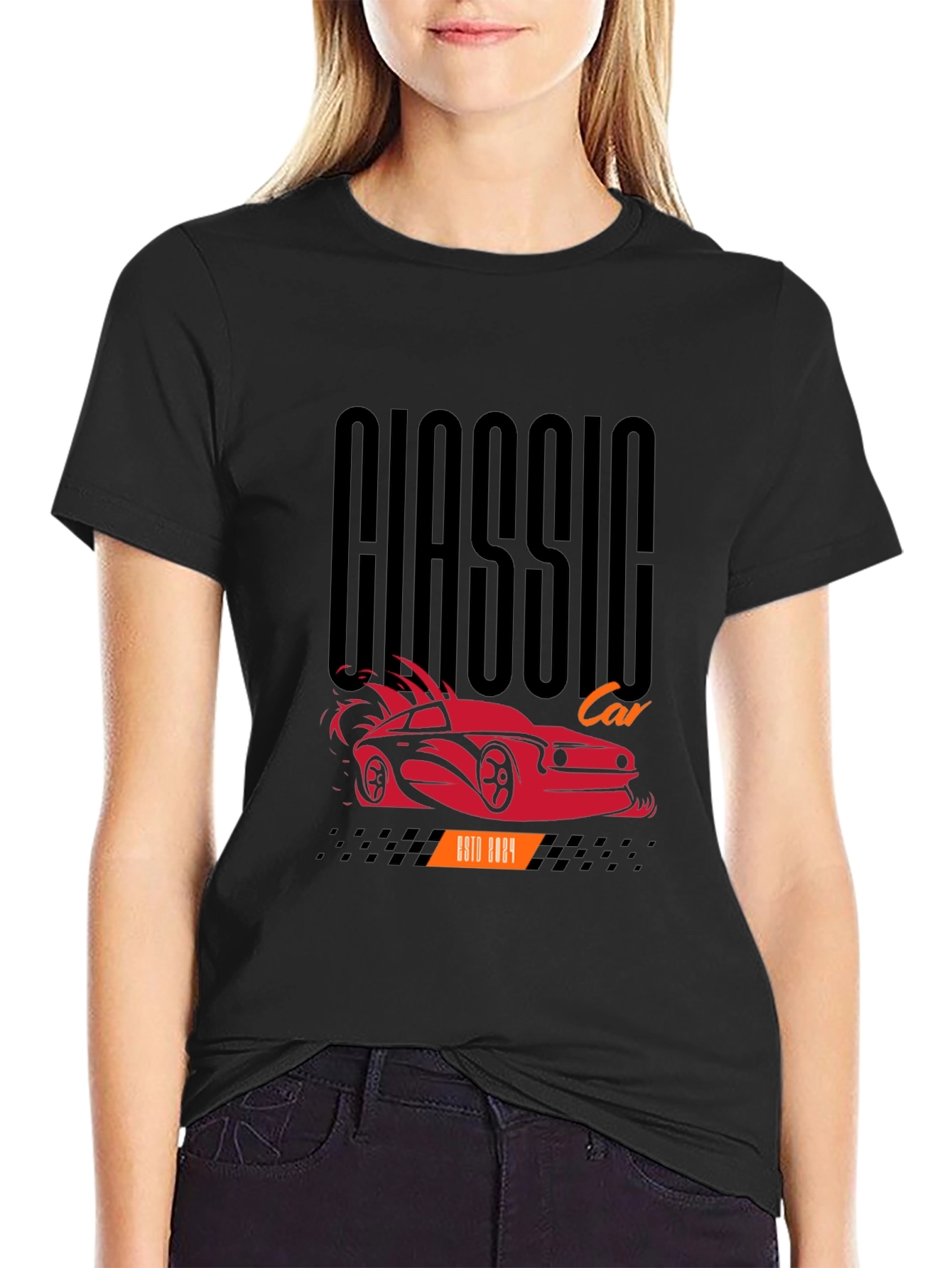Classic Car Graphic Tee - Black Cotton