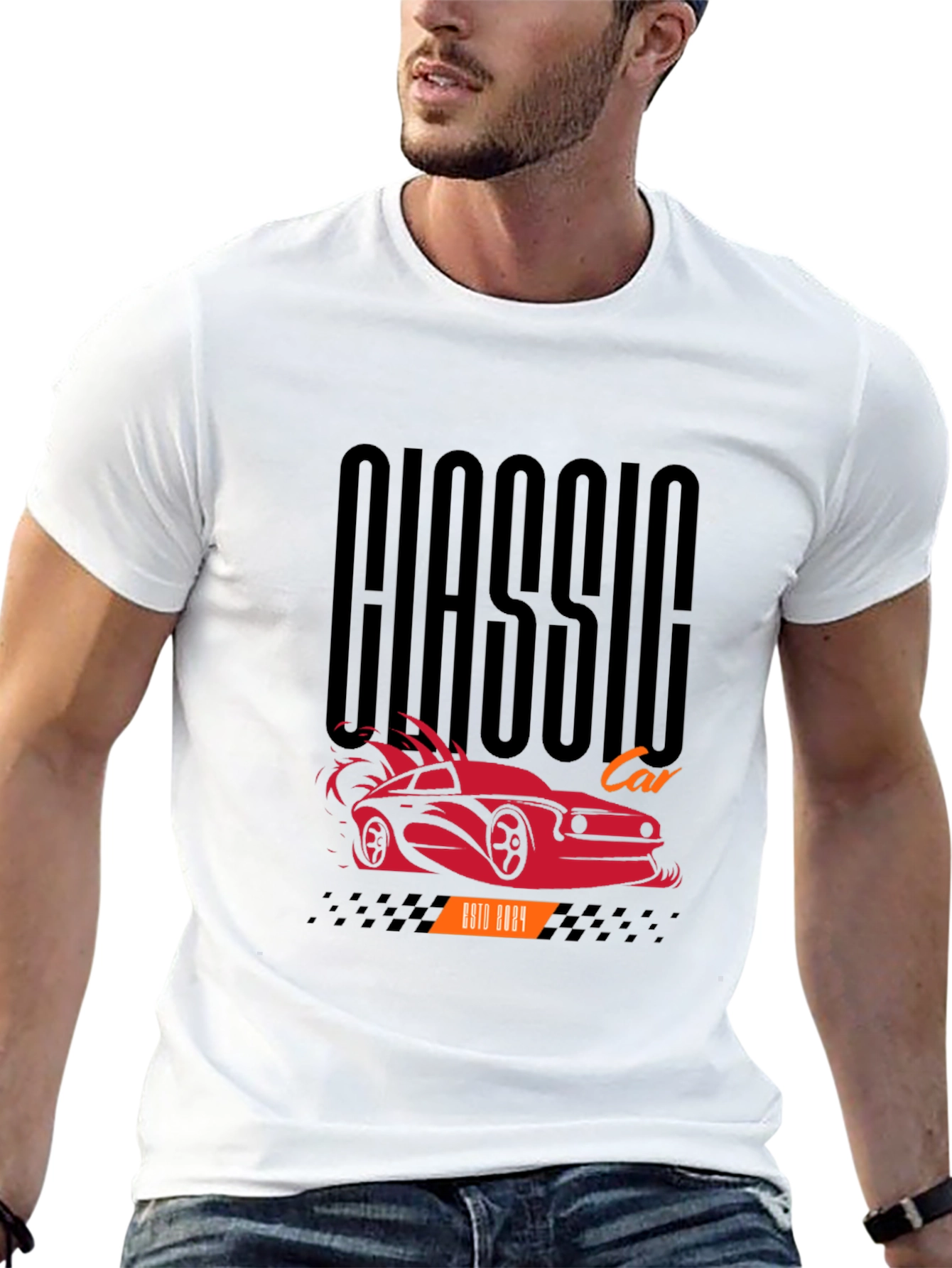 Classic Car Graphic Tee - Black Cotton
