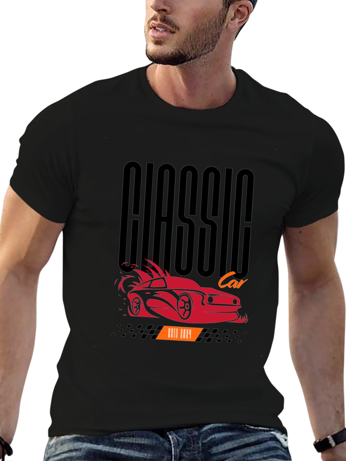 Classic Car Graphic Tee - Black Cotton