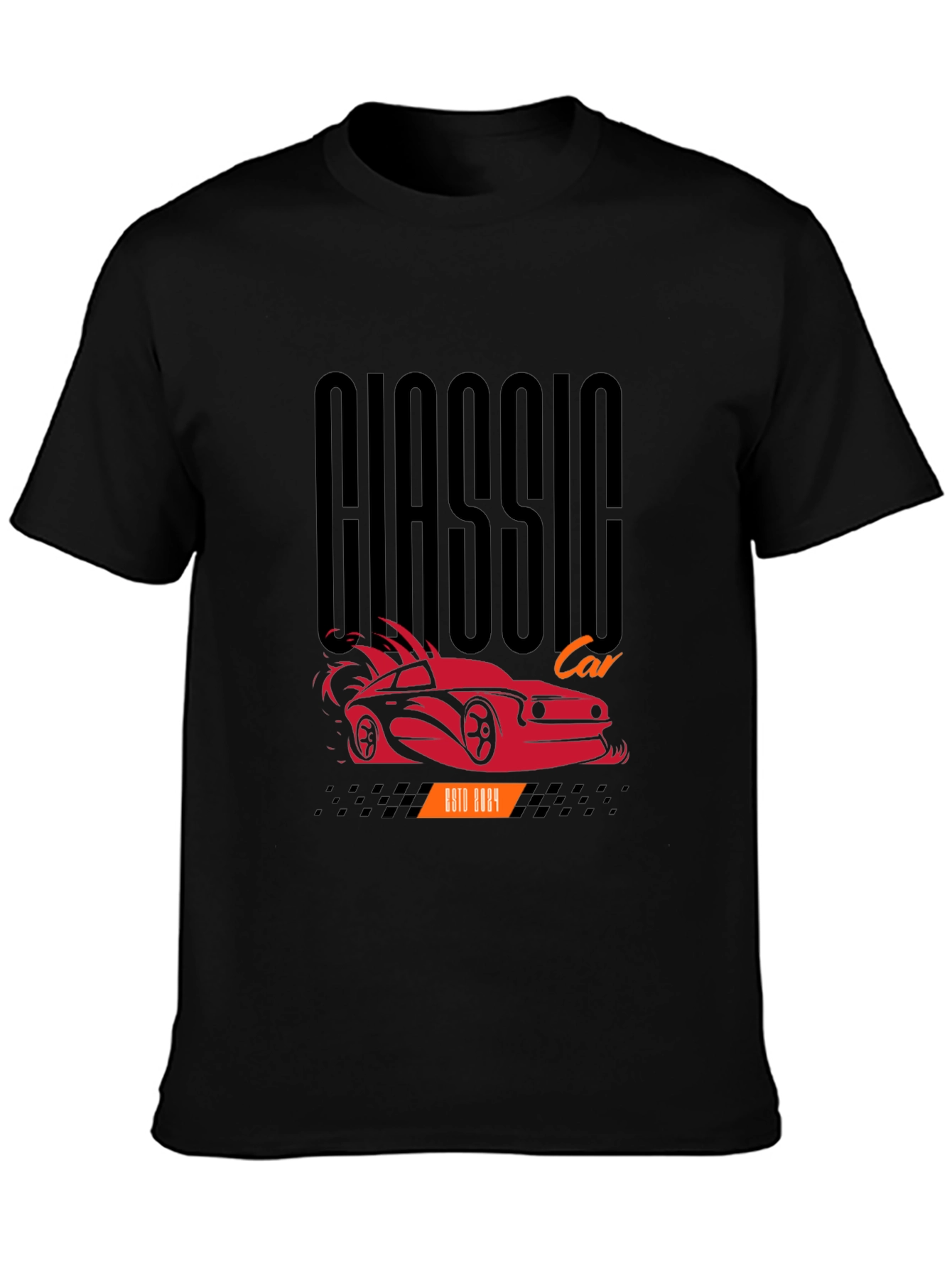 Classic Car Graphic Tee - Black Cotton