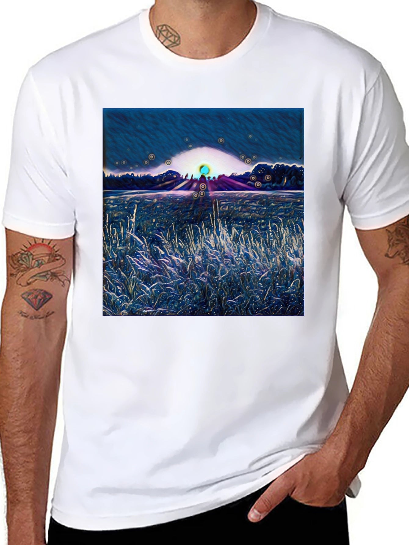 Abstract Landscape Graphic Tee - Soft Cotton Blend