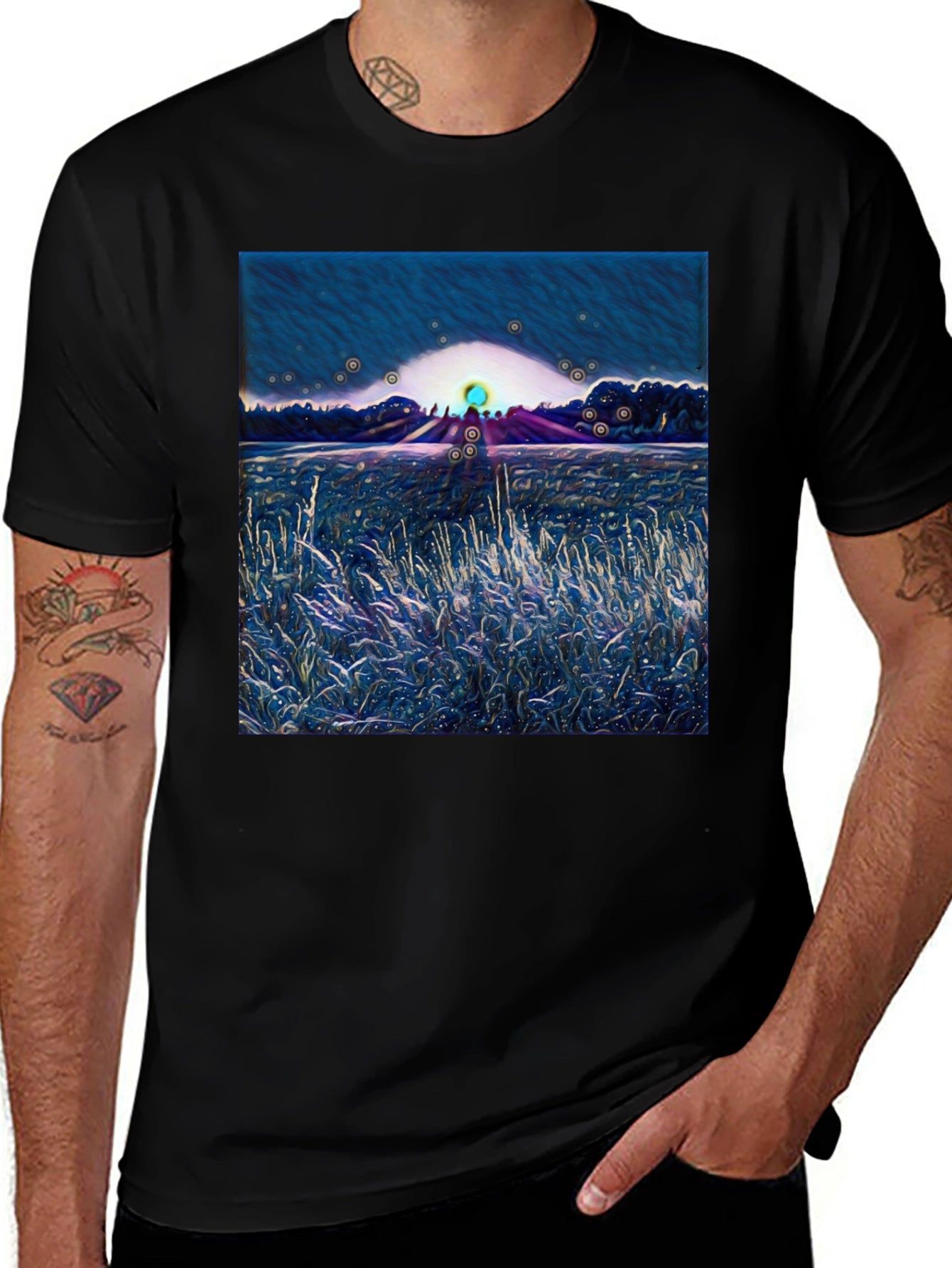 Abstract Landscape Graphic Tee - Soft Cotton Blend