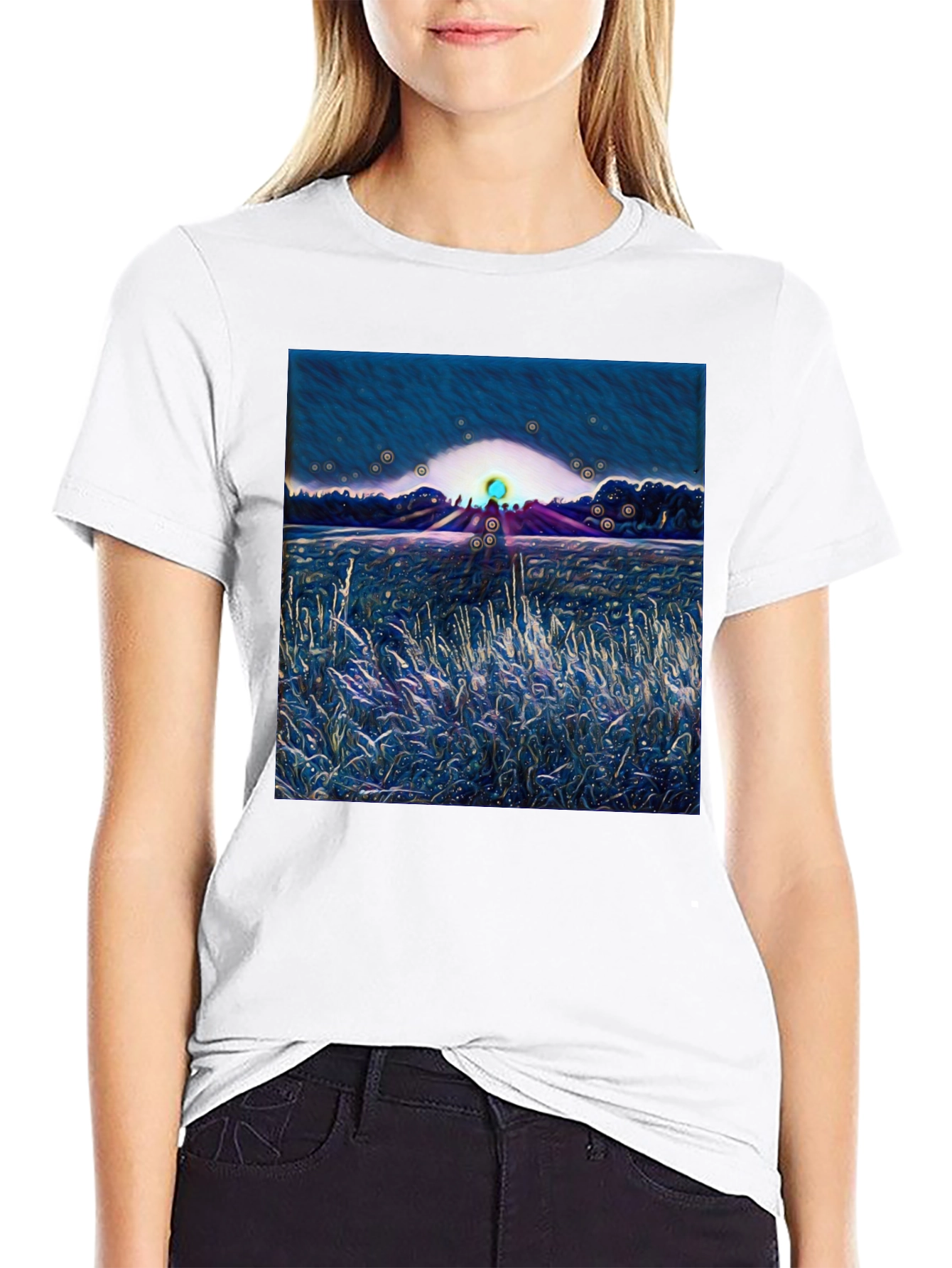 Abstract Landscape Graphic Tee - Soft Cotton Blend