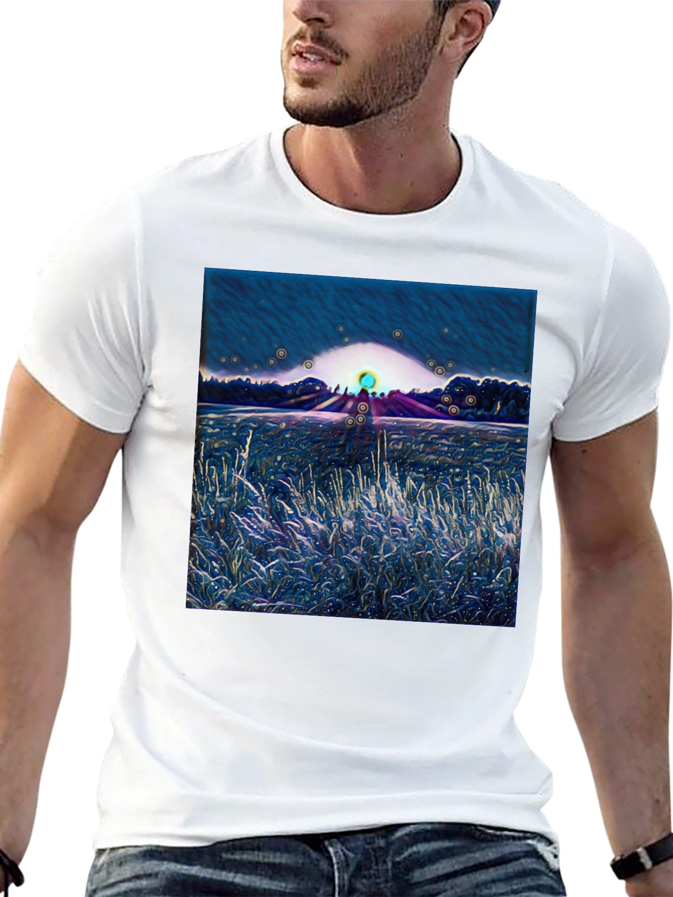Abstract Landscape Graphic Tee - Soft Cotton Blend
