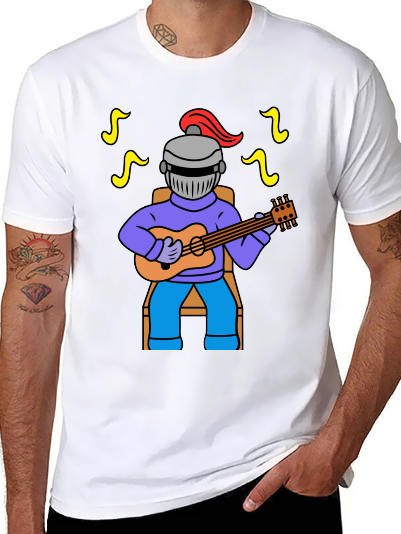 Knight Musician Graphic Tee - Black Cotton T-Shirt