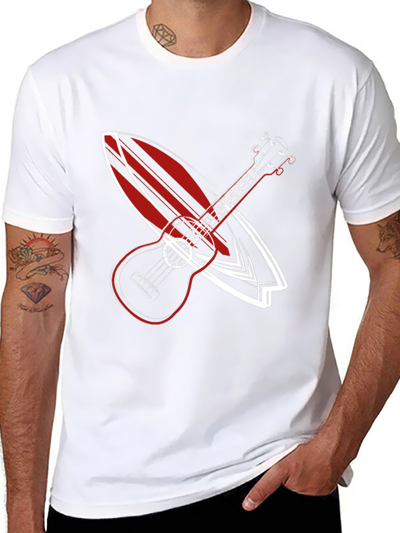 Ukulele Surfboard Graphic Tee - Cool Summer Vibe Shirt