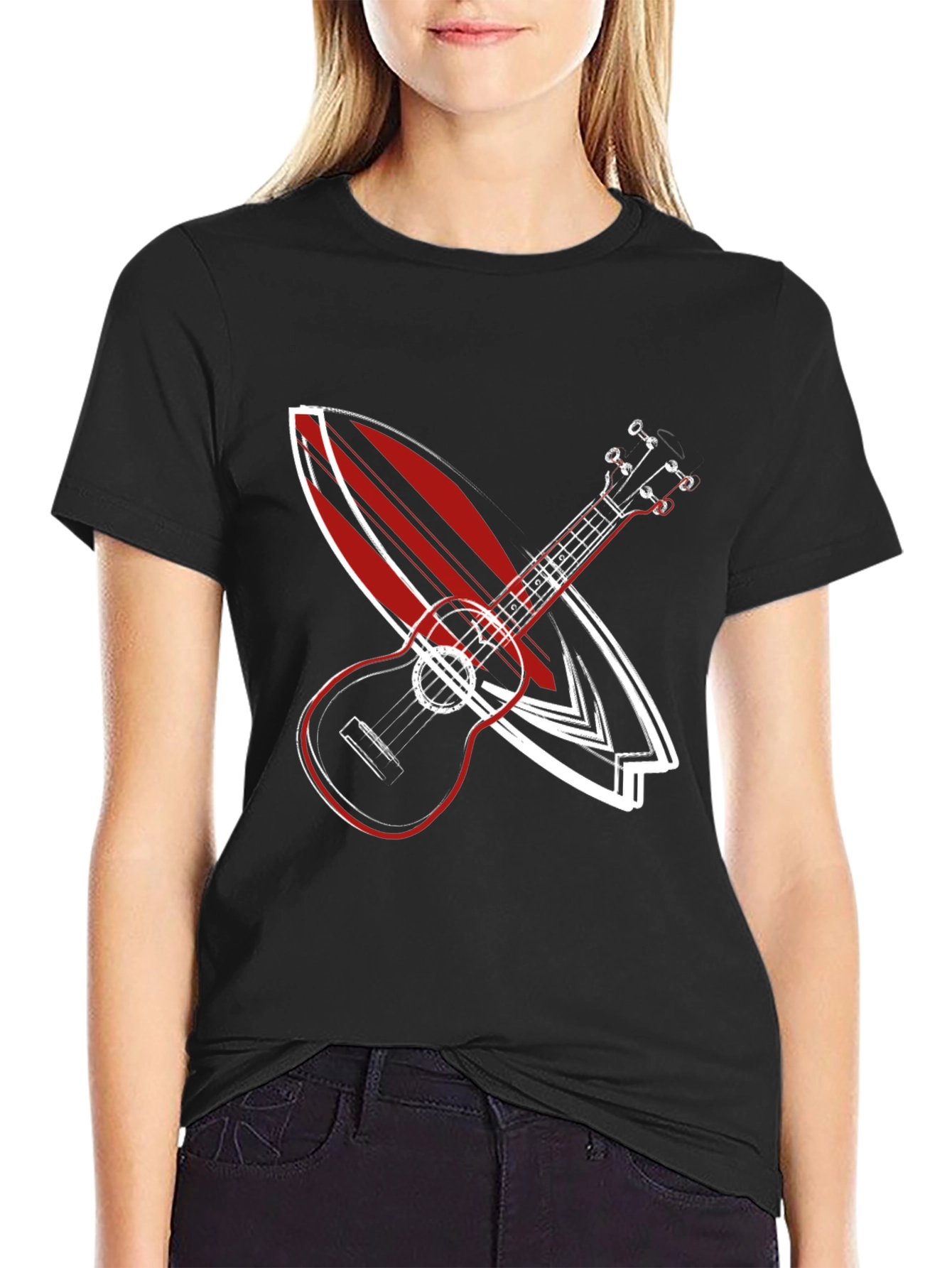 Ukulele Surfboard Graphic Tee - Cool Summer Vibe Shirt