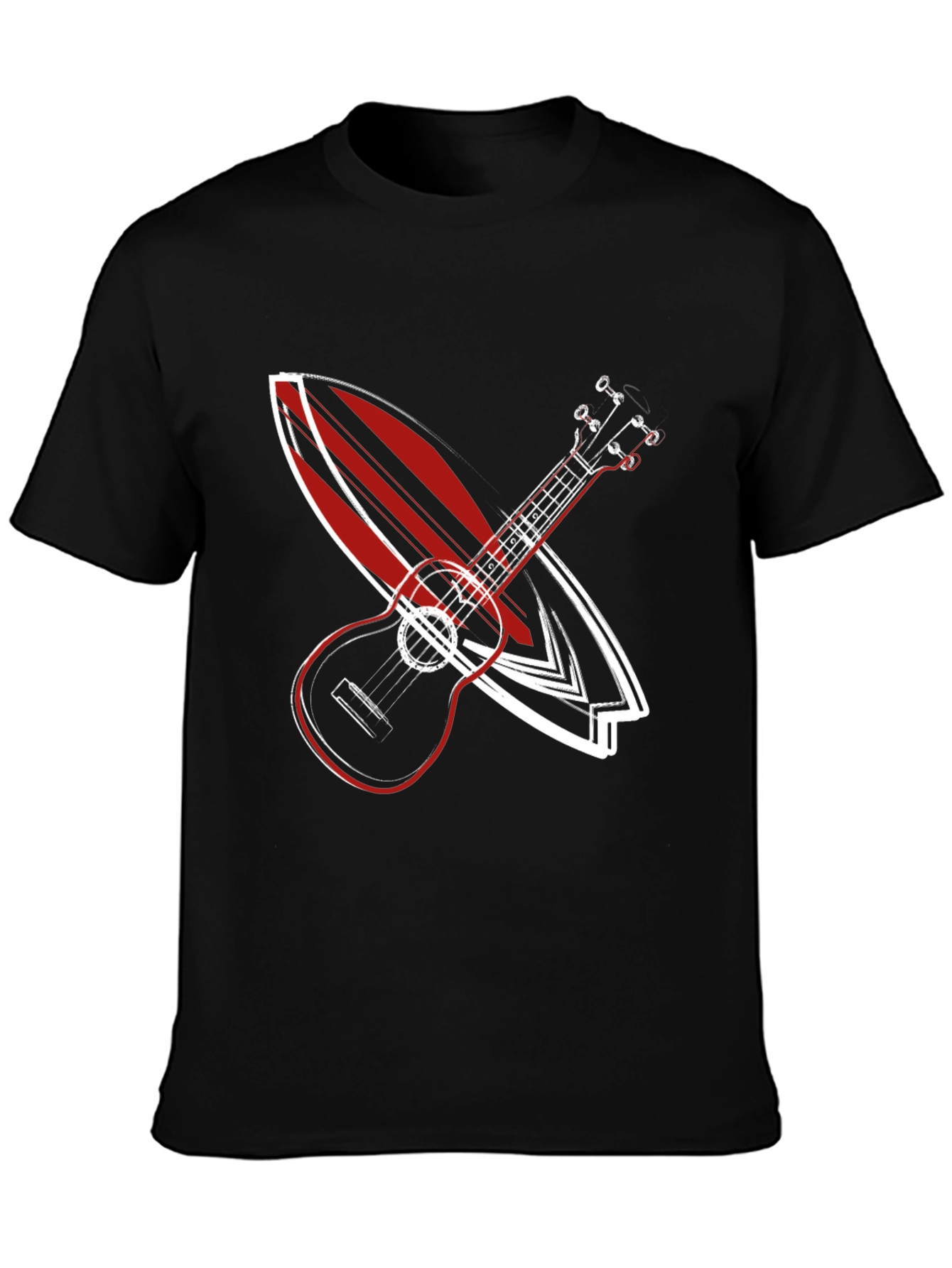 Ukulele Surfboard Graphic Tee - Cool Summer Vibe Shirt