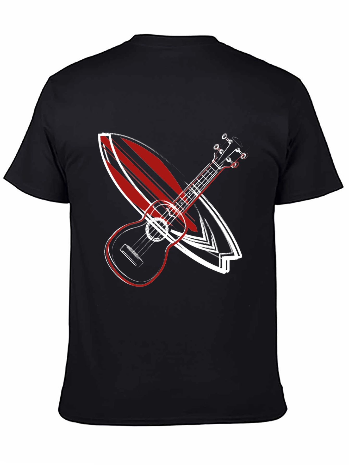 Ukulele Surfboard Graphic Tee - Cool Summer Vibe Shirt