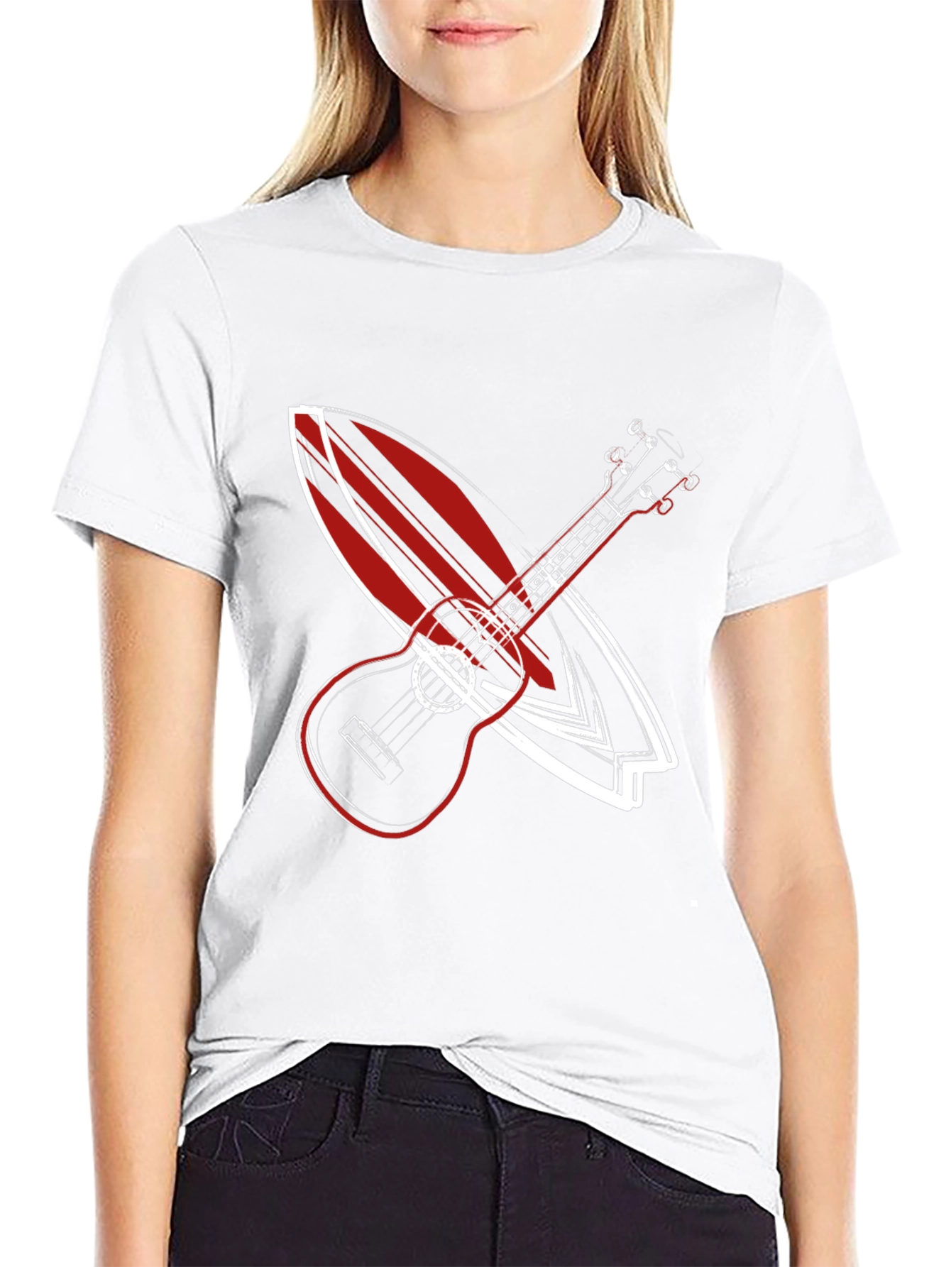 Ukulele Surfboard Graphic Tee - Cool Summer Vibe Shirt