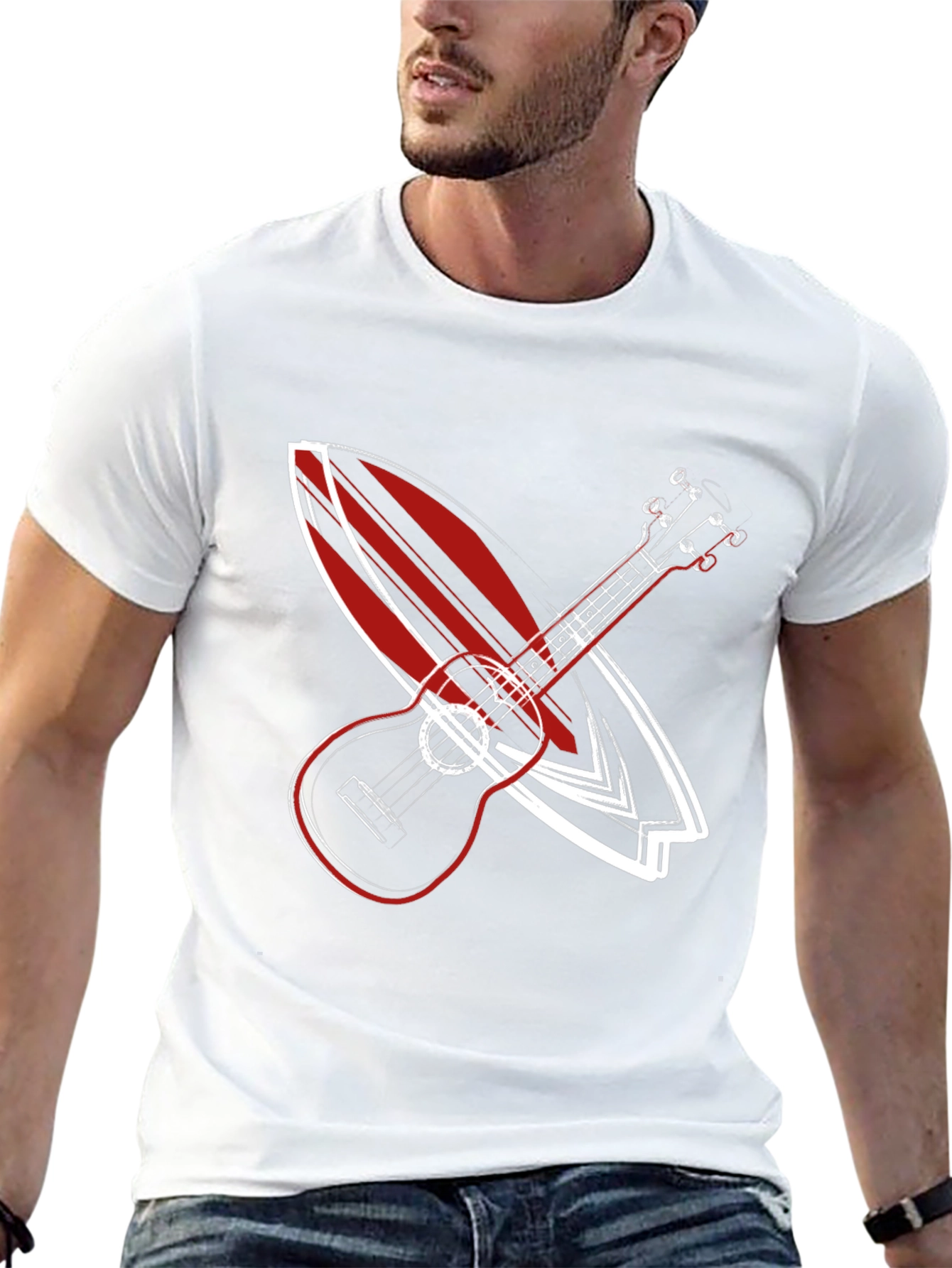 Ukulele Surfboard Graphic Tee - Cool Summer Vibe Shirt