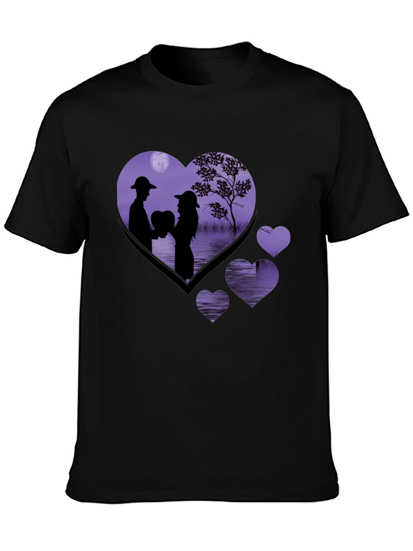 Romantic Heart Silhouette Graphic T-Shirt