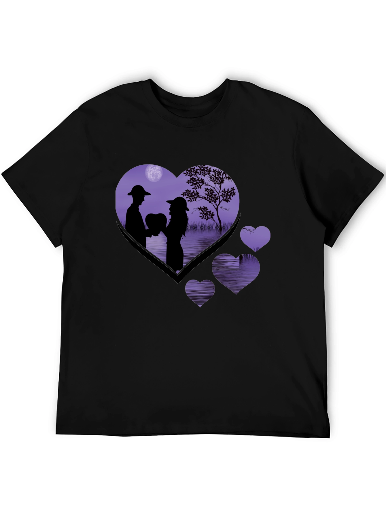 Romantic Heart Silhouette Graphic T-Shirt