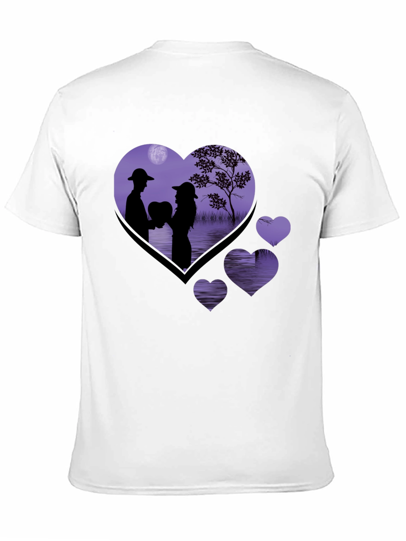 Romantic Heart Silhouette Graphic T-Shirt
