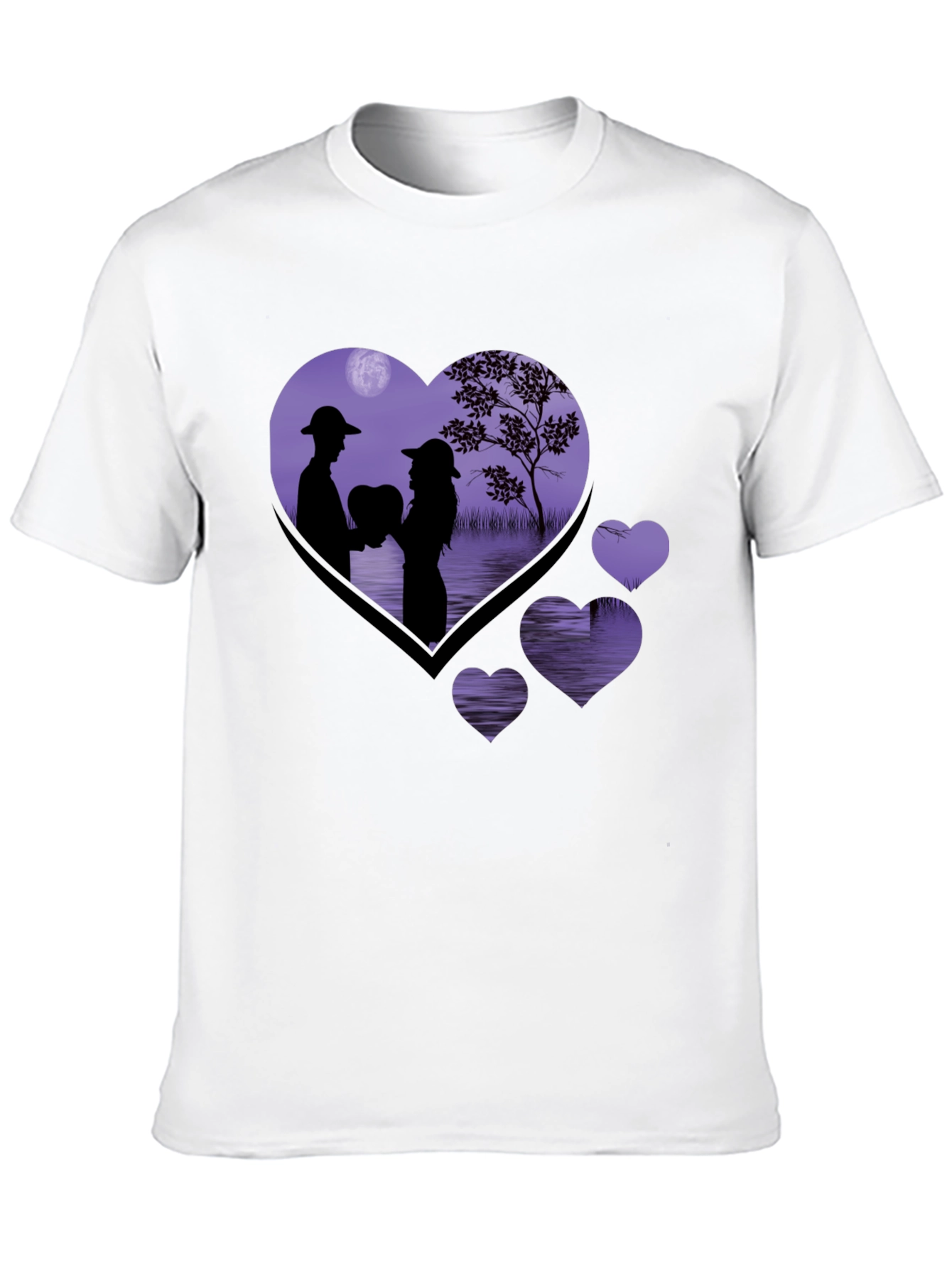 Romantic Heart Silhouette Graphic T-Shirt