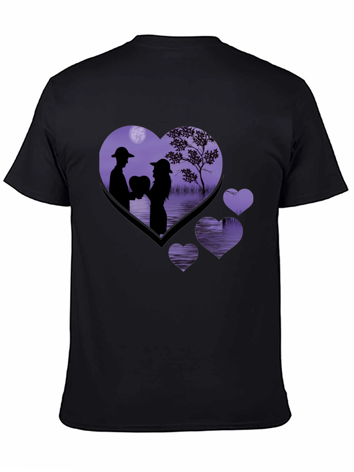 Romantic Heart Silhouette Graphic T-Shirt