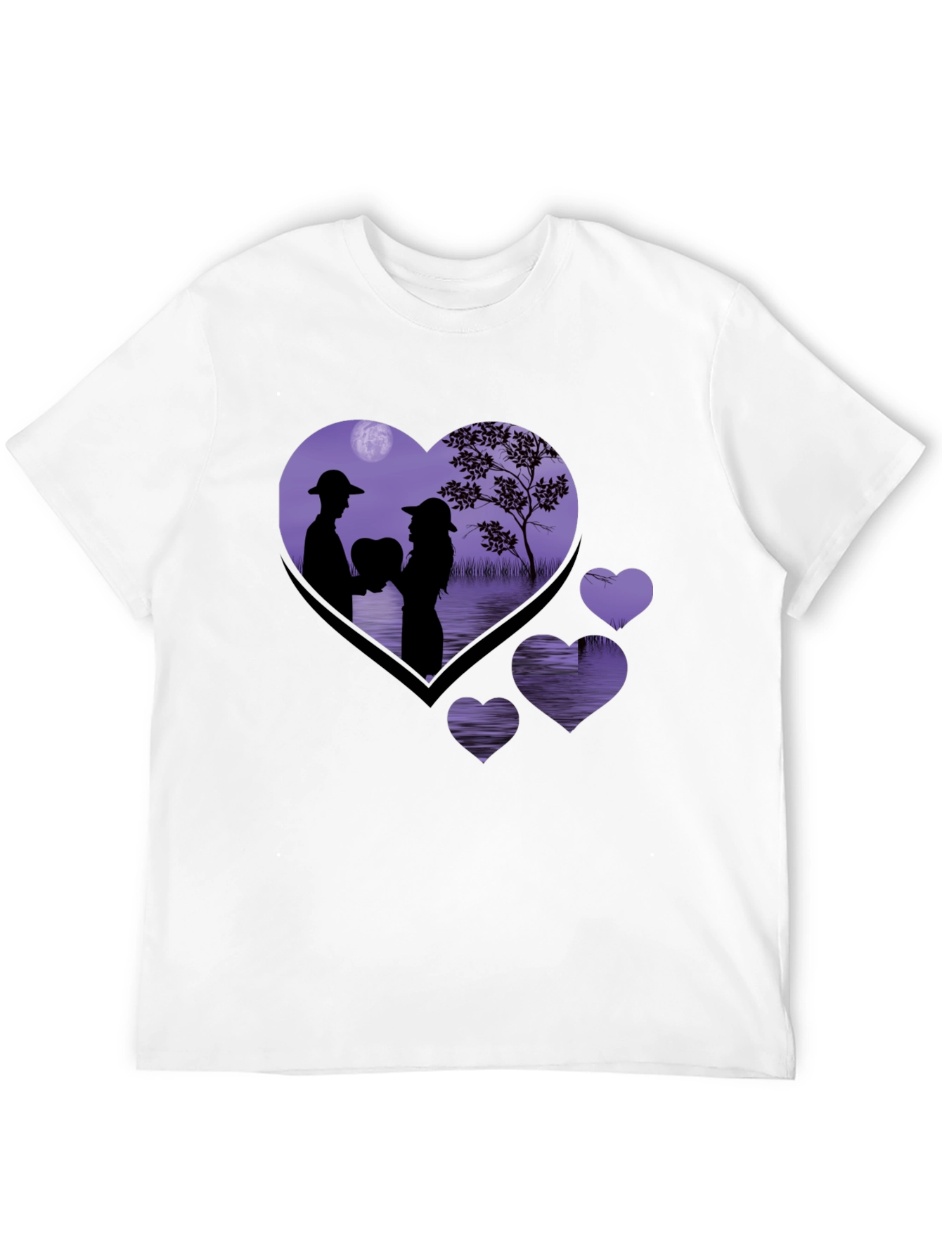 Romantic Heart Silhouette Graphic T-Shirt
