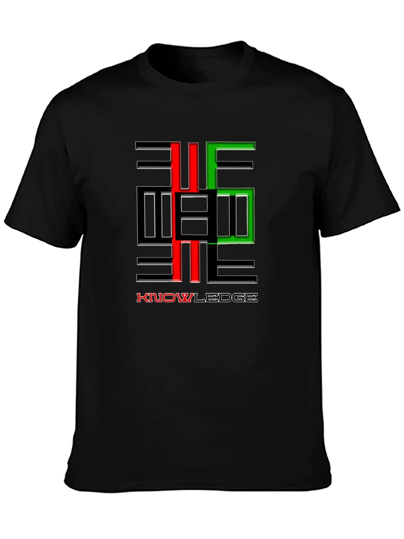 Black Knowledge Graphic Print Crewneck T-Shirt