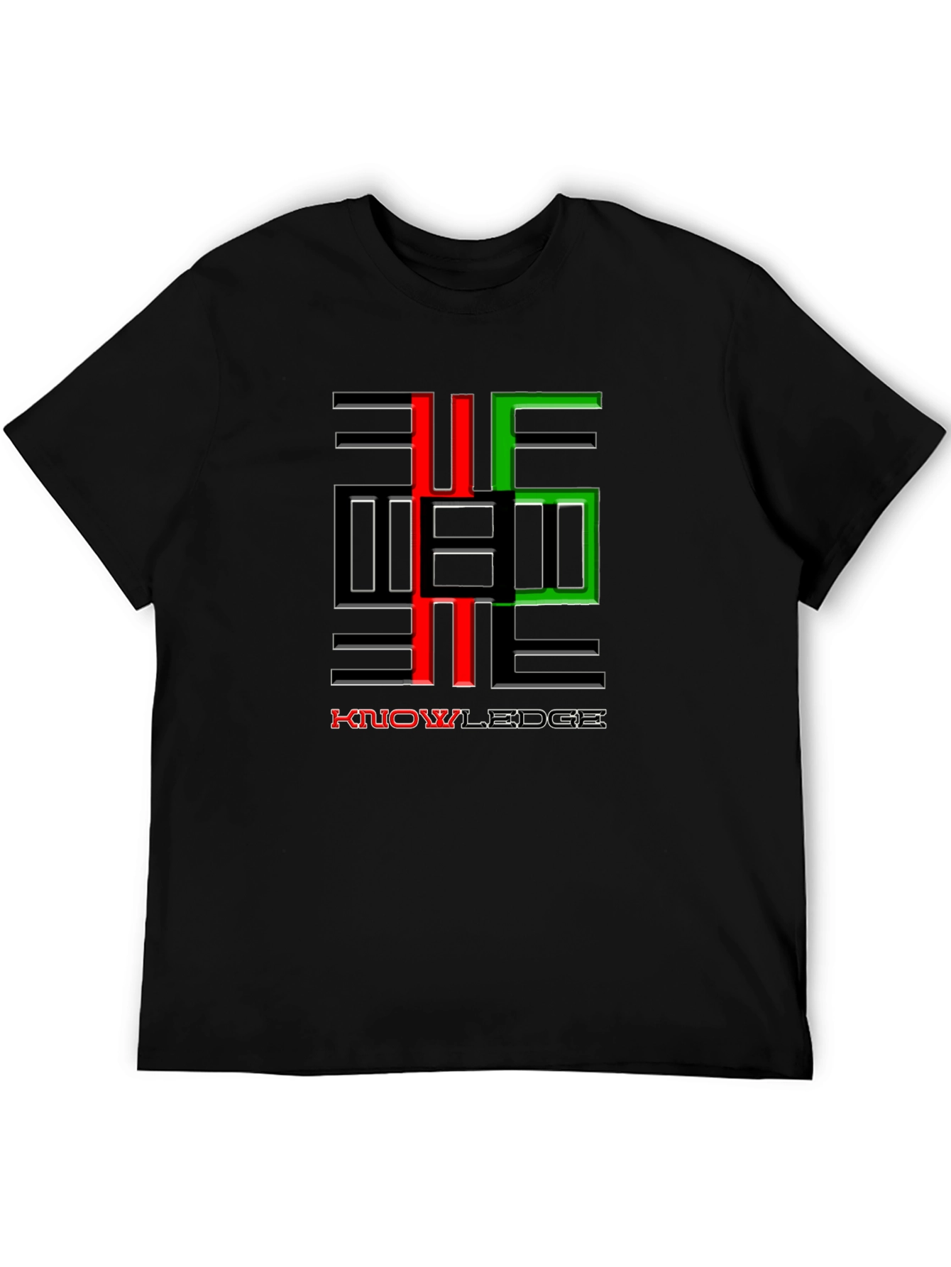 Black Knowledge Graphic Print Crewneck T-Shirt