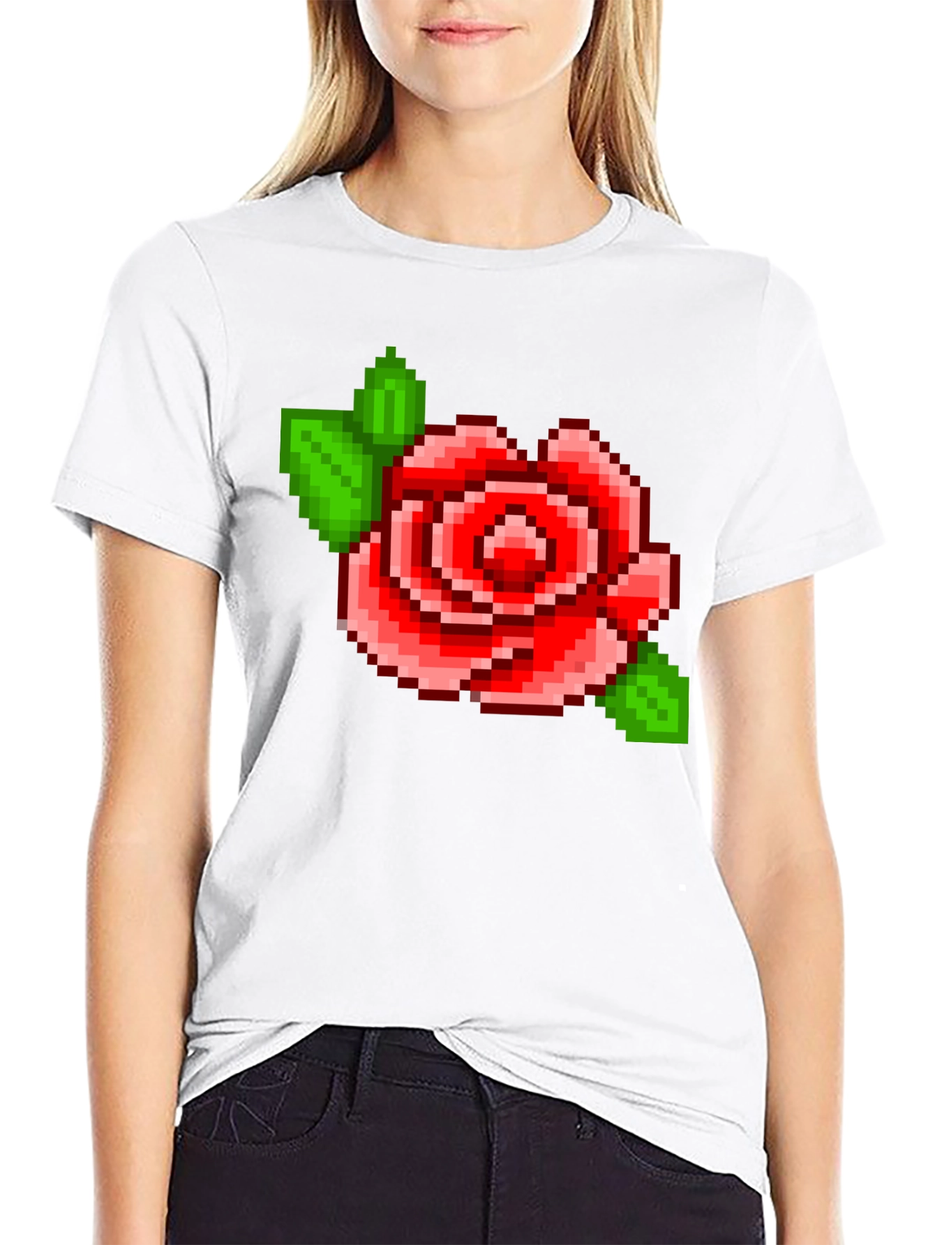 Pixel Rose T-Shirt - Retro Gaming Style