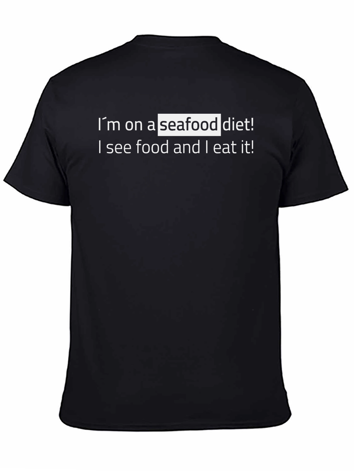 Humorous Seafood Diet Graphic Tee - Black