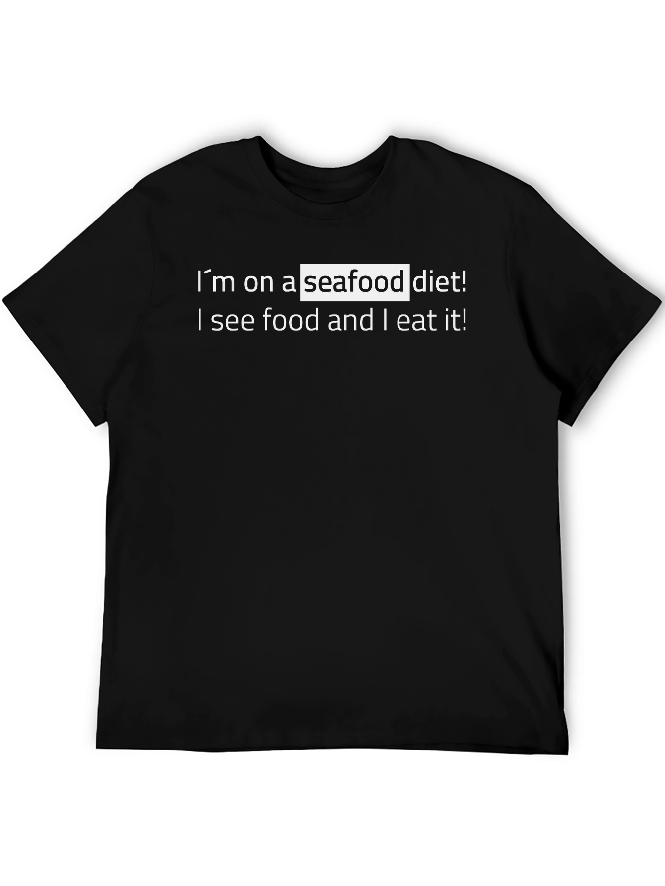 Humorous Seafood Diet Graphic Tee - Black