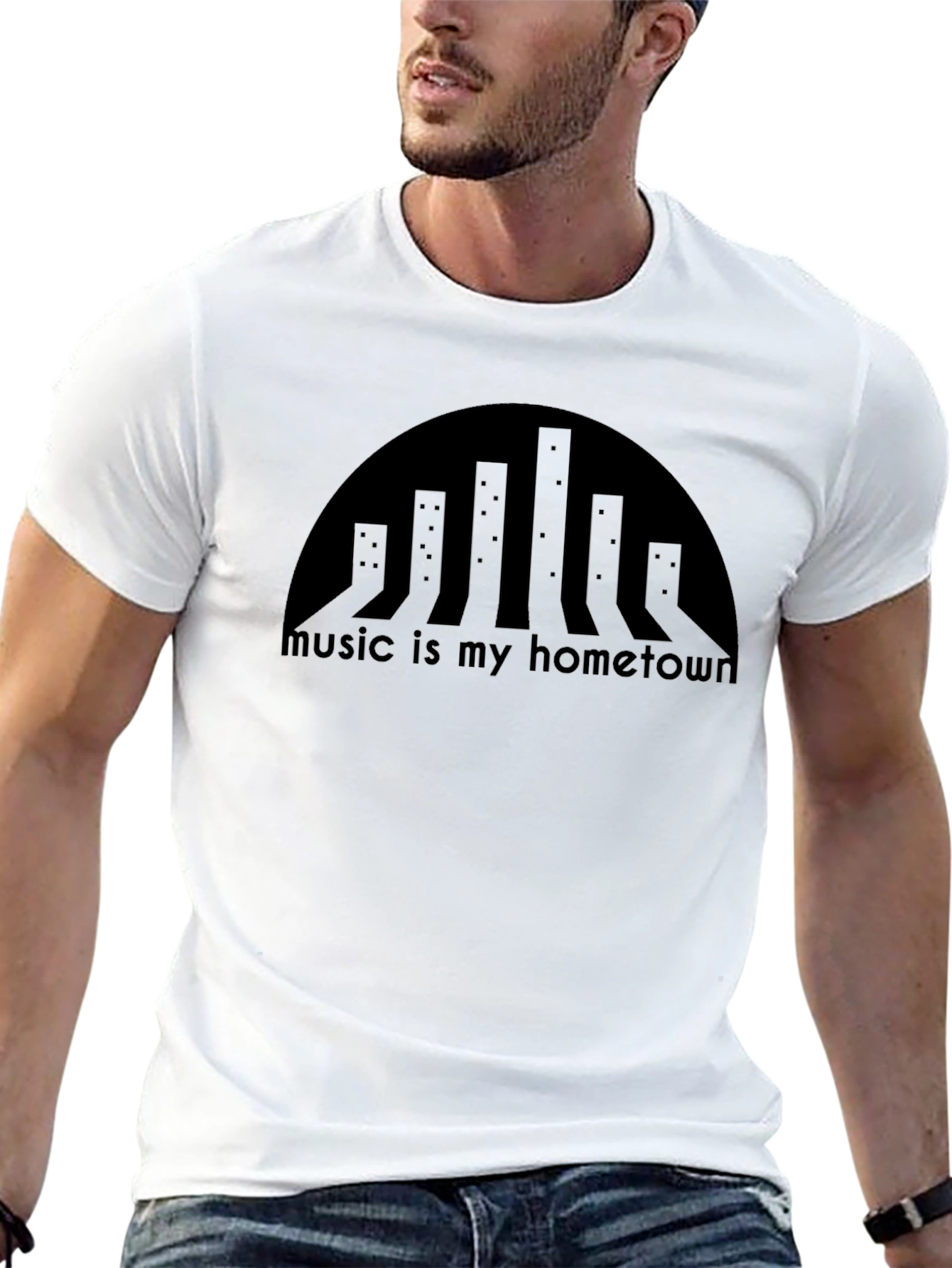 Music is My Hometown Black Graphic Tee