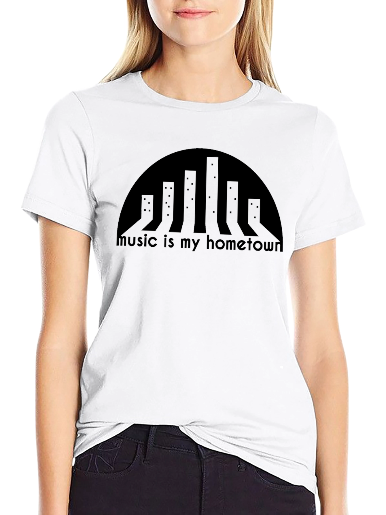 Music is My Hometown Black Graphic Tee