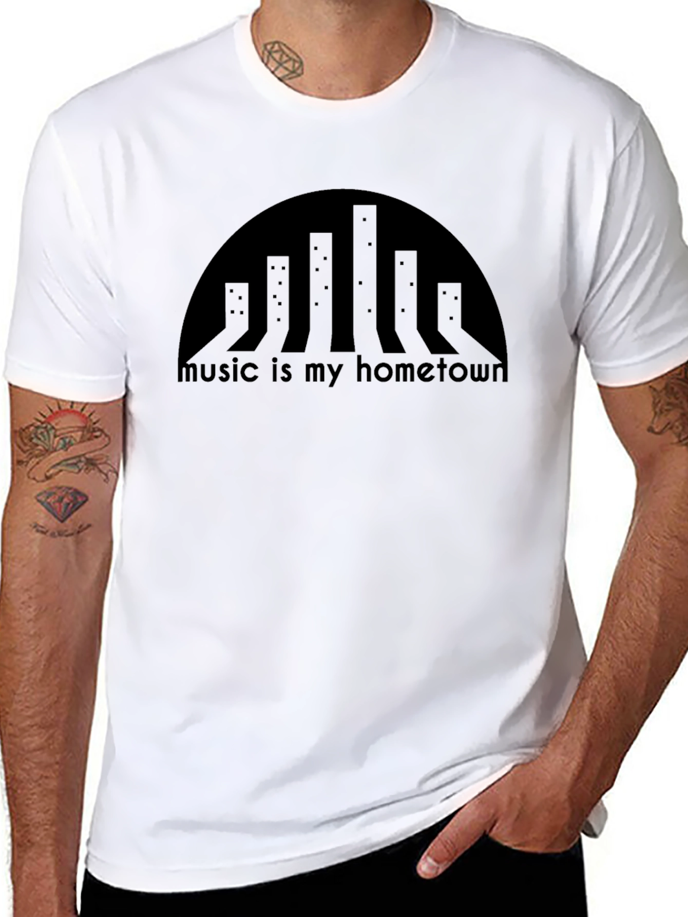 Music is My Hometown Black Graphic Tee