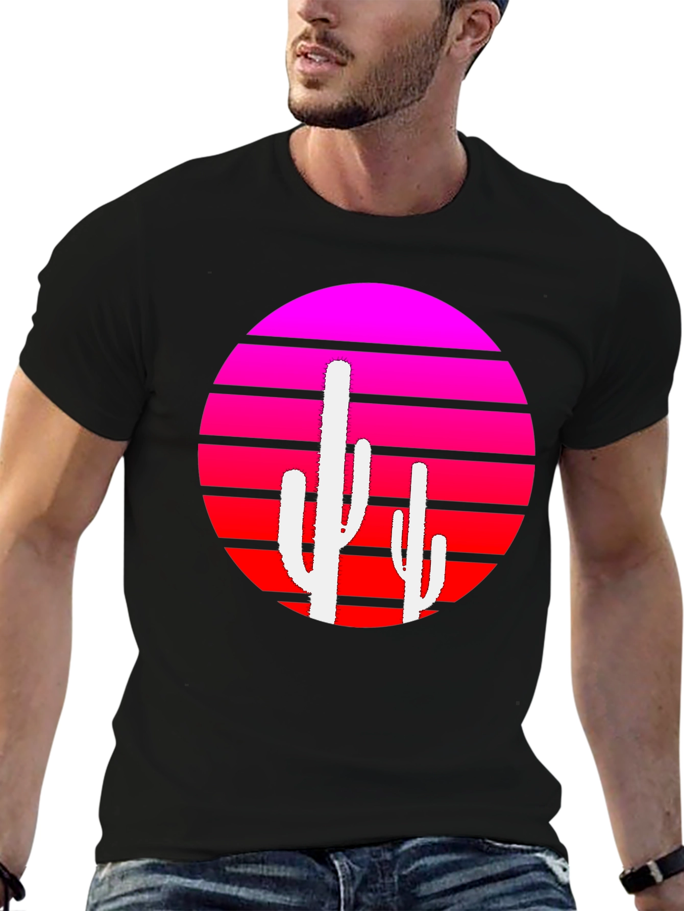 Retro Sunset Cactus Graphic Tee