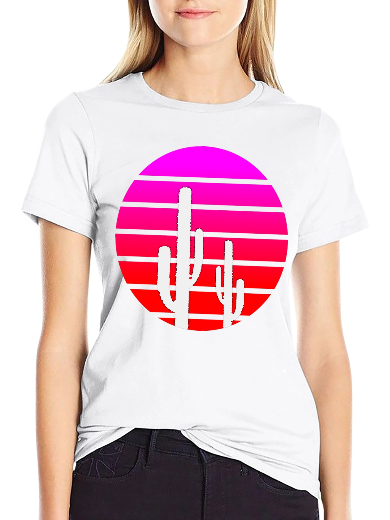 Retro Sunset Cactus Graphic Tee