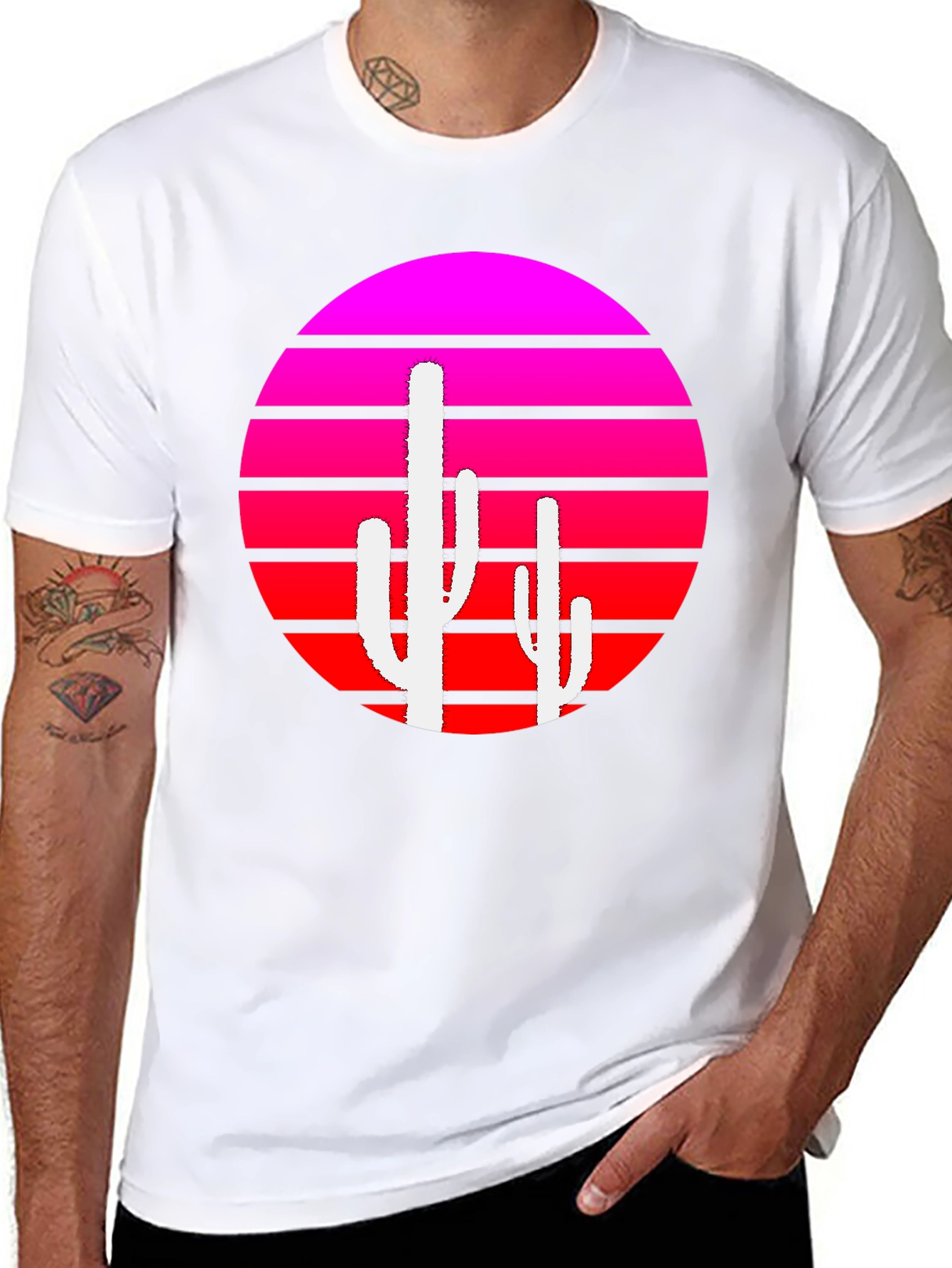 Retro Sunset Cactus Graphic Tee