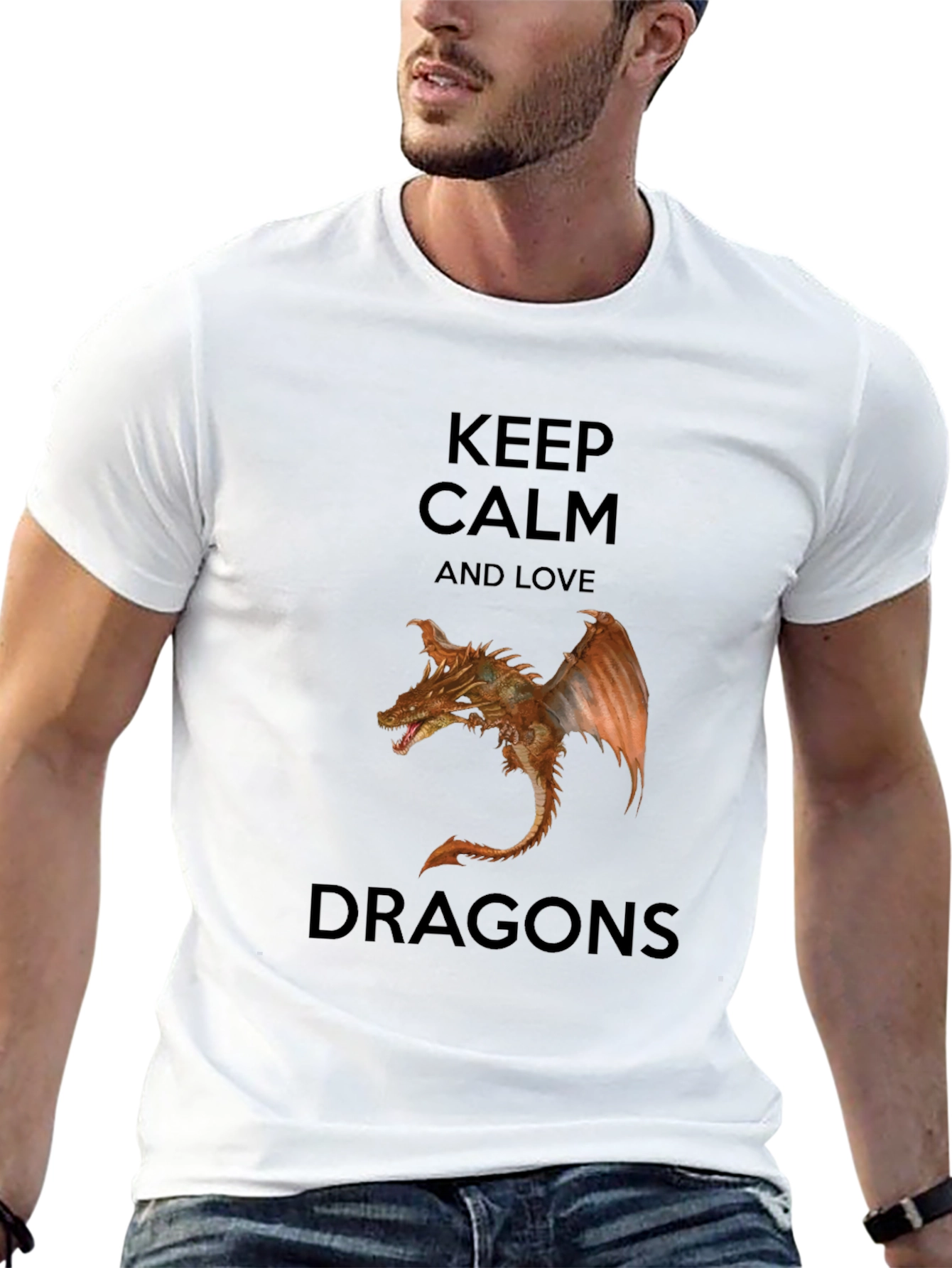 Keep Calm Love Dragons Black T-Shirt