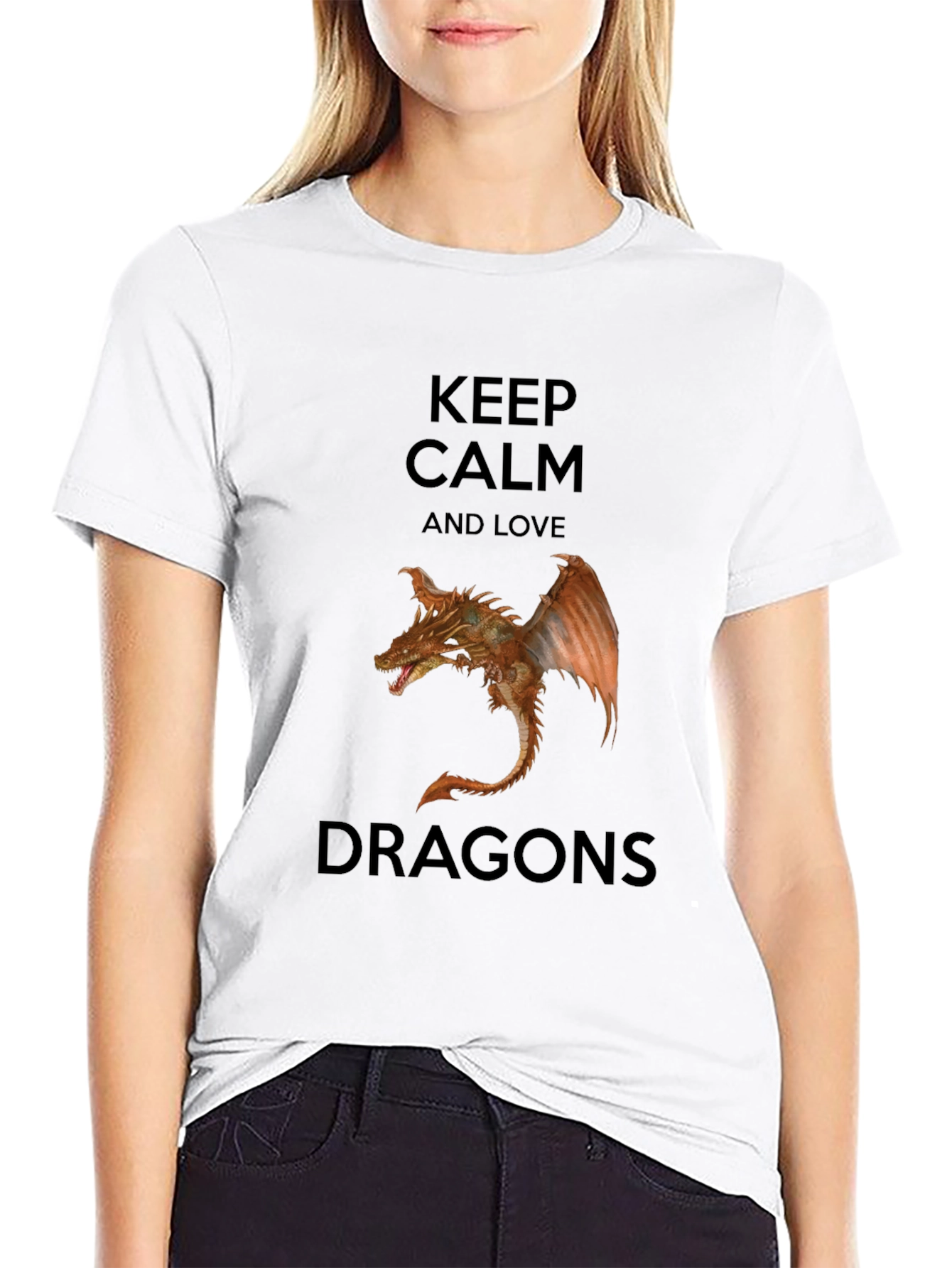 Keep Calm Love Dragons Black T-Shirt