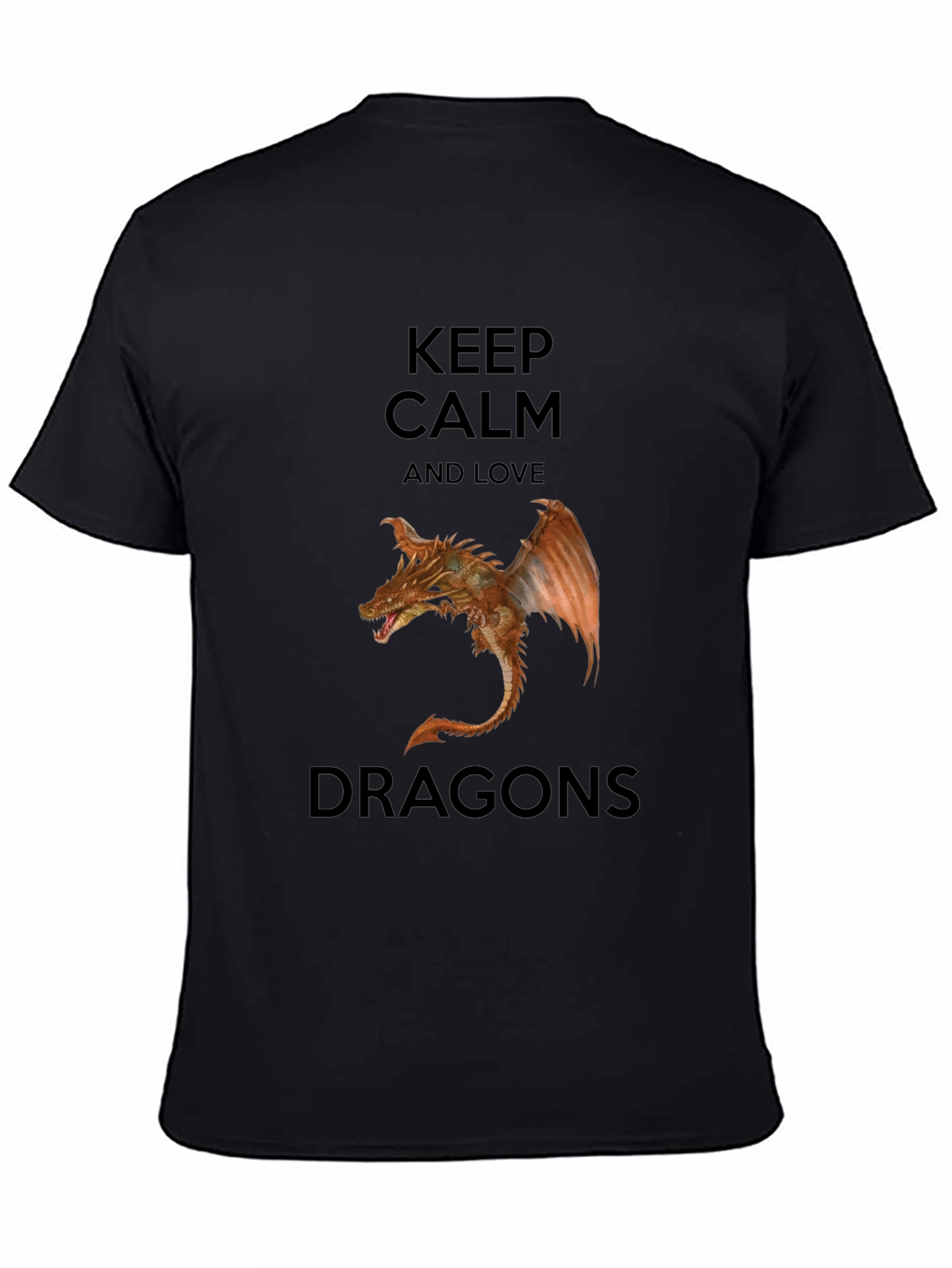 Keep Calm Love Dragons Black T-Shirt