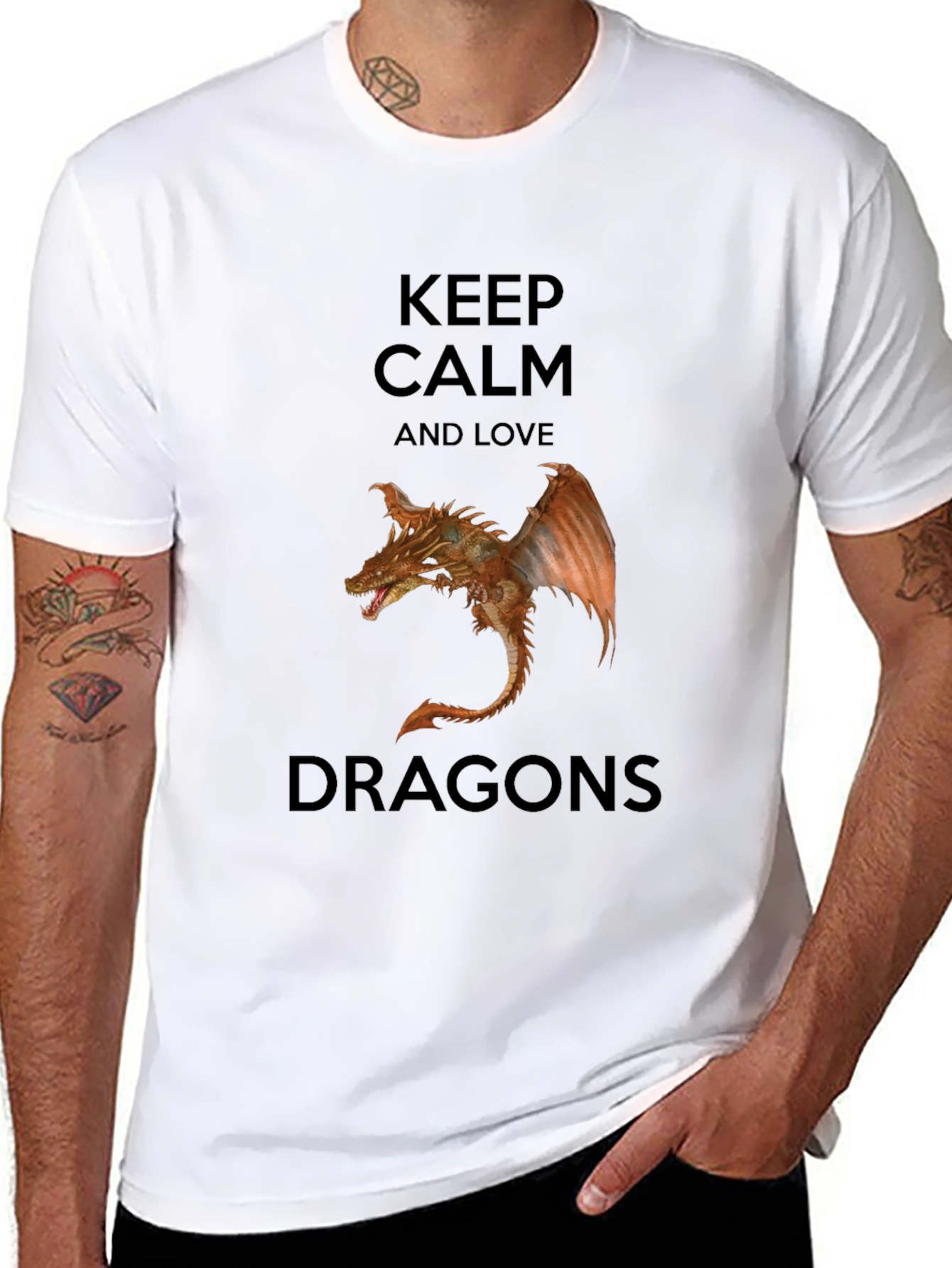 Keep Calm Love Dragons Black T-Shirt