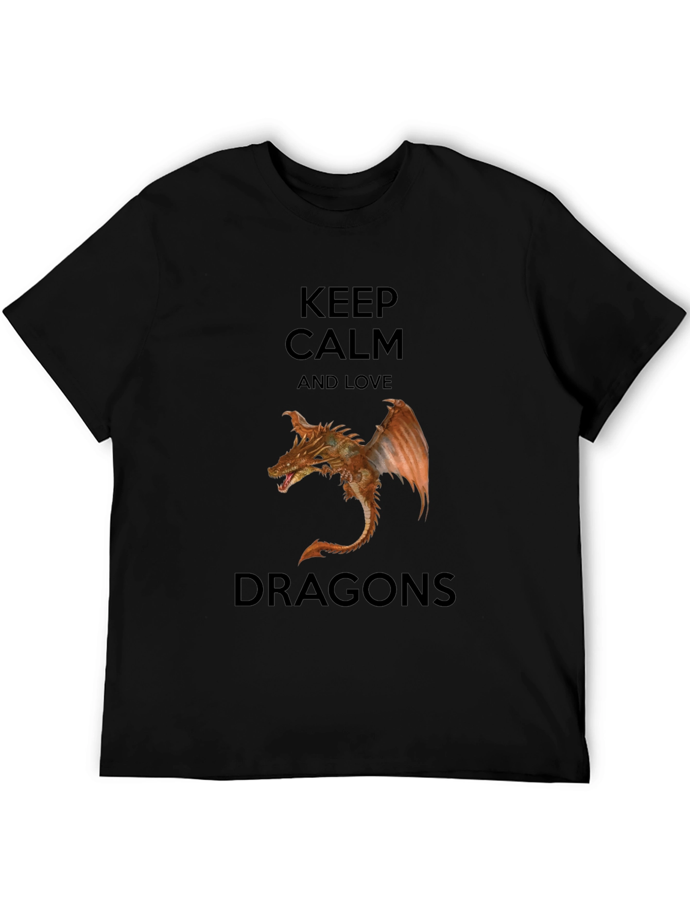 Keep Calm Love Dragons Black T-Shirt