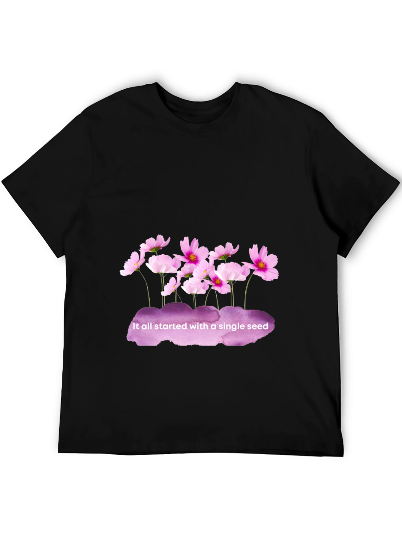 Floral Seed T-Shirt - Black Cotton Tee