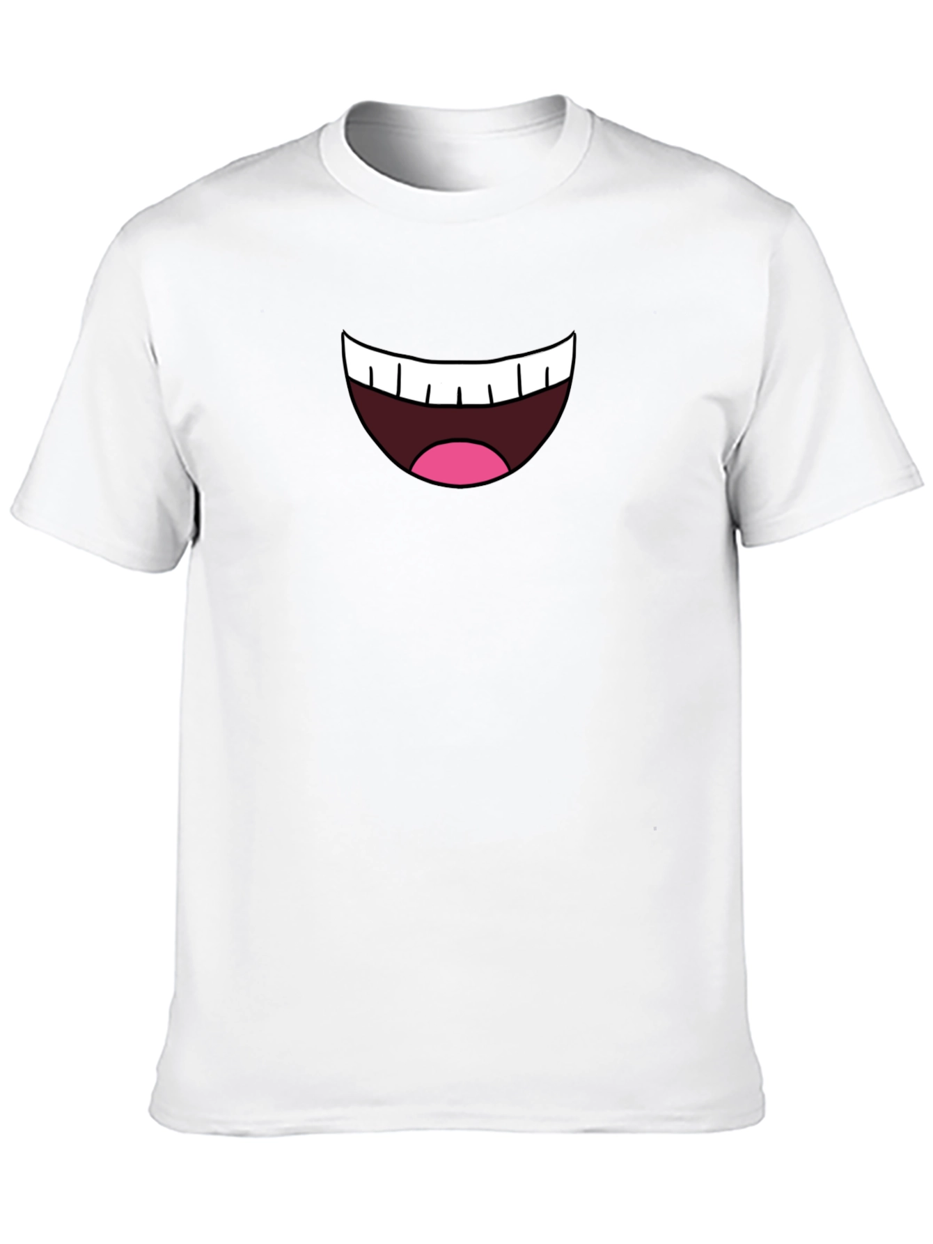 Cartoon Mouth Graphic Tee - Black Cotton Blend