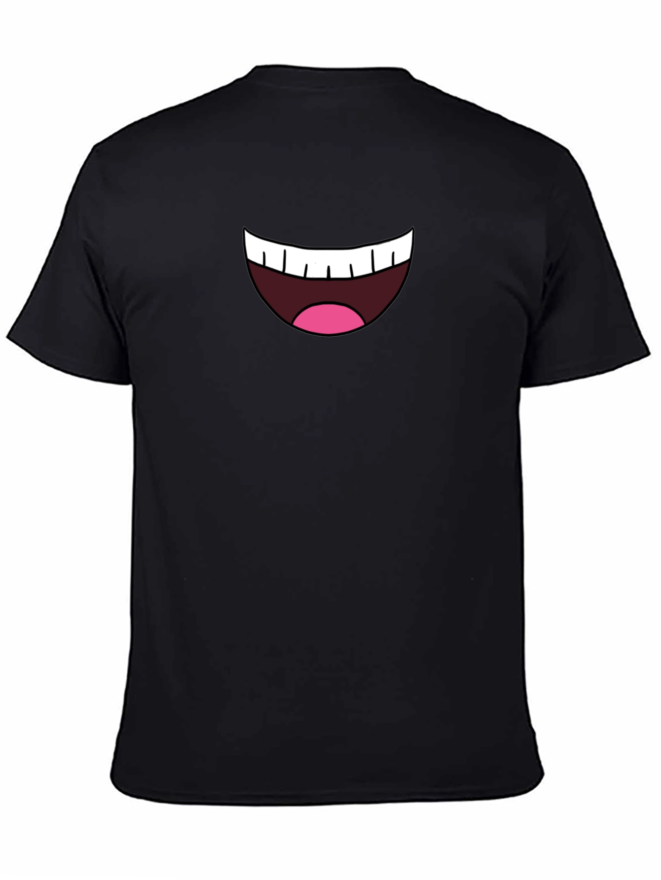 Cartoon Mouth Graphic Tee - Black Cotton Blend