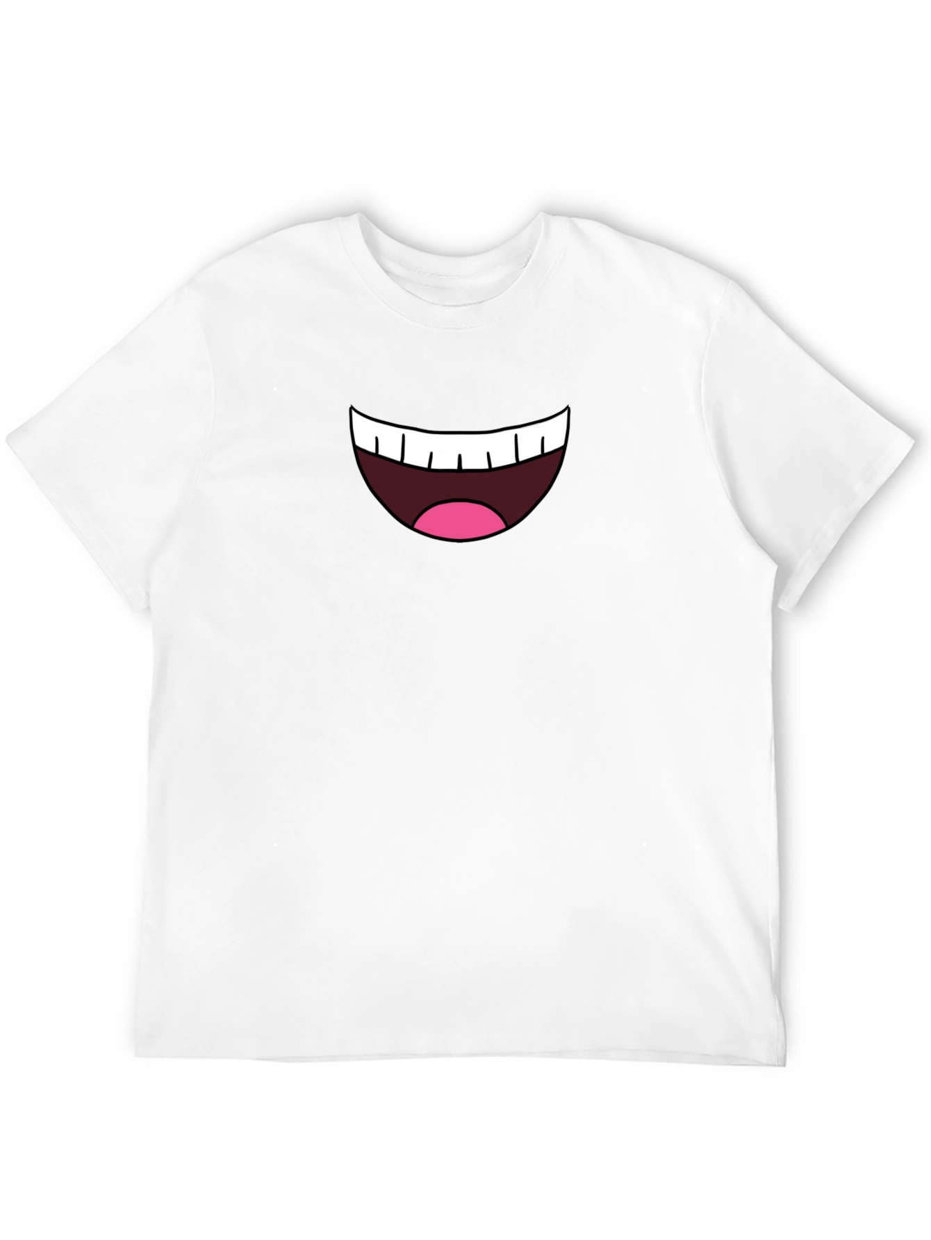 Cartoon Mouth Graphic Tee - Black Cotton Blend