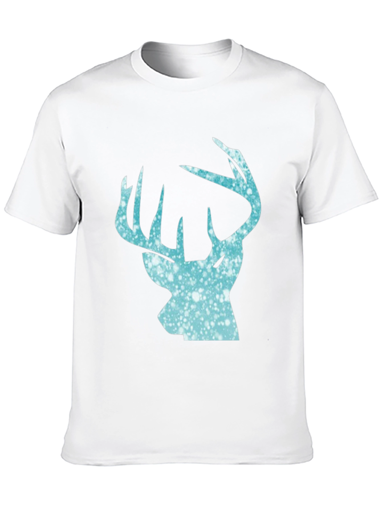 Mens Black T-Shirt with Deer Head Print