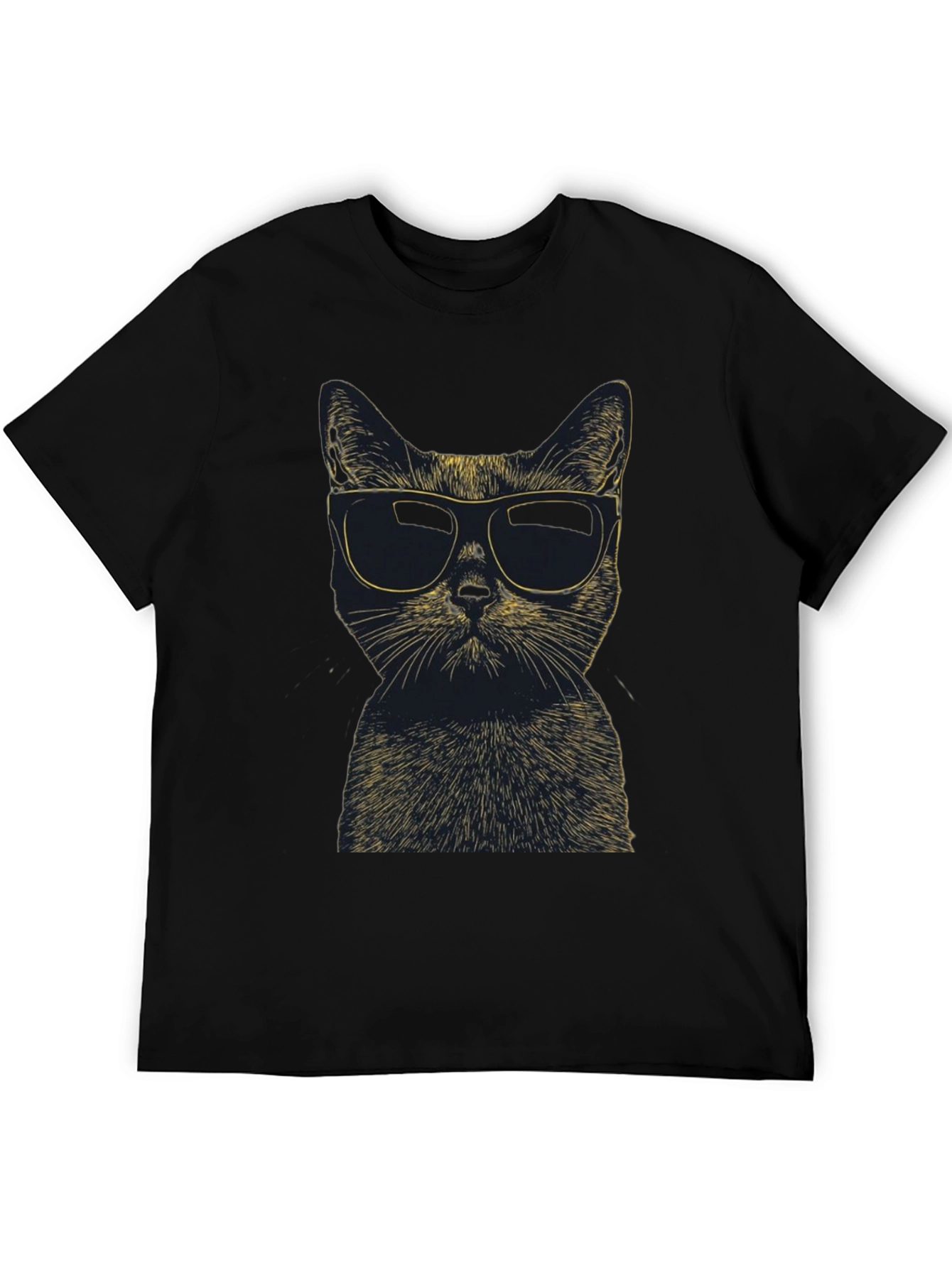 Cool Cat Sunglasses Graphic Tee - Black