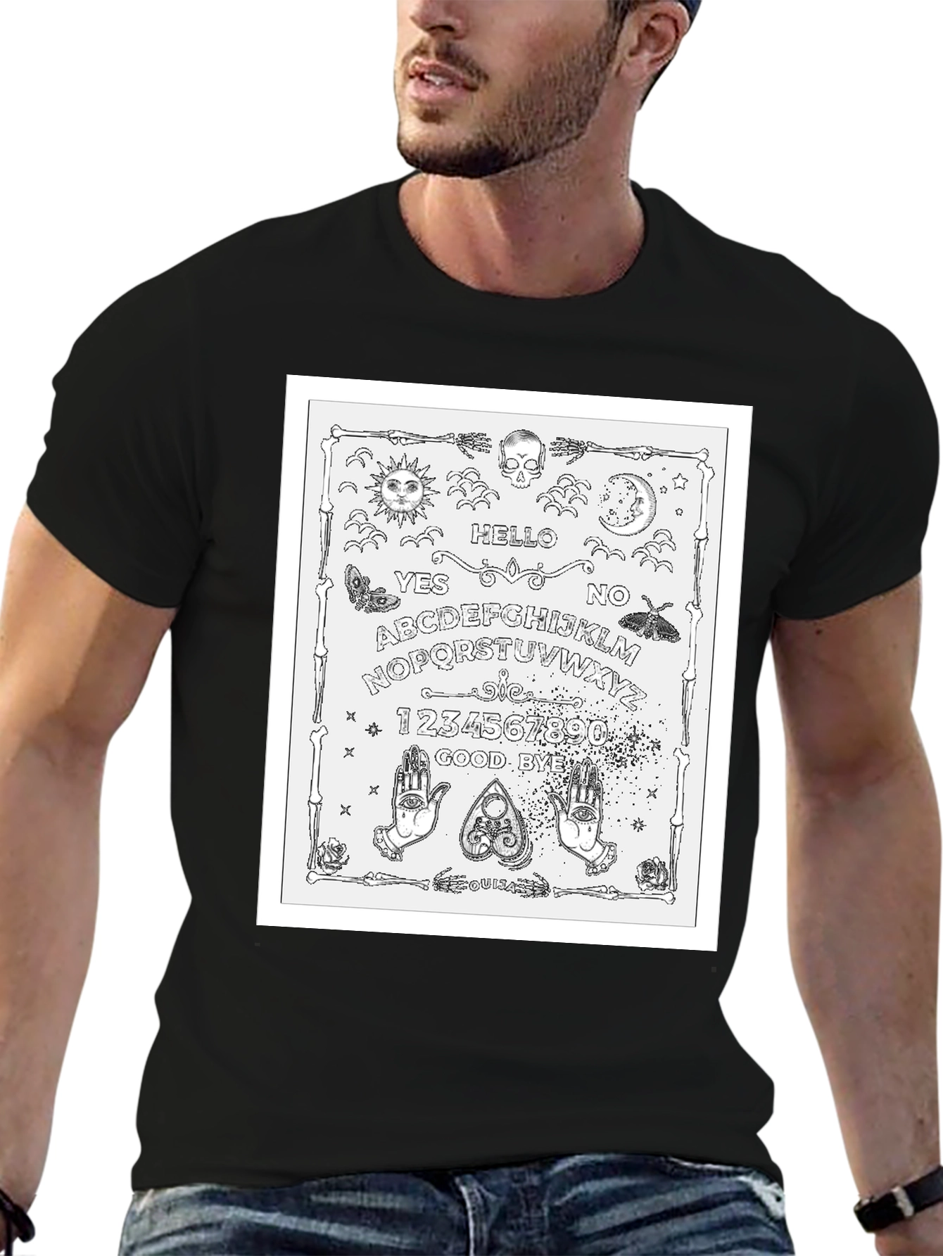Ouija Board Graphic T-Shirt - Black
