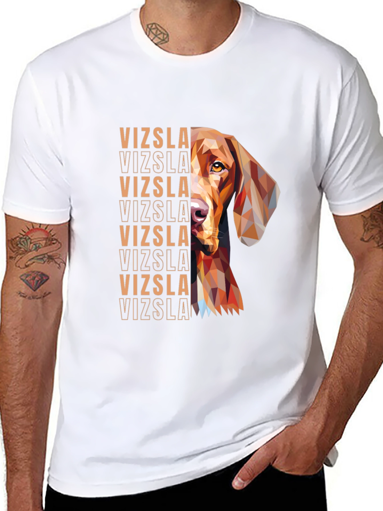 Vizsla Dog Geometric T-Shirt - Unique Graphic Tee