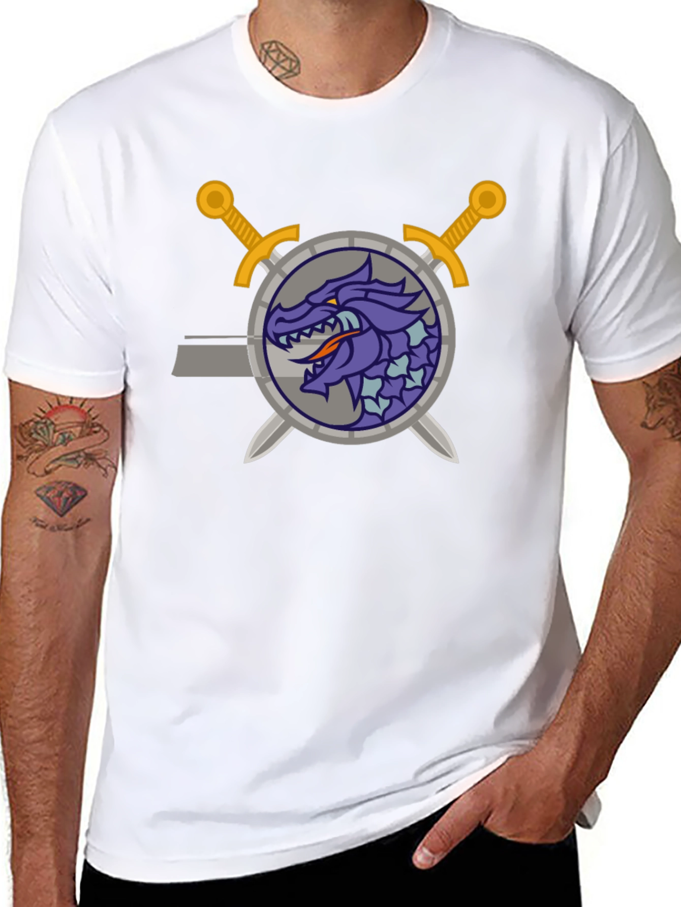 Dragon Crest Graphic Tee - Black Cotton Shirt