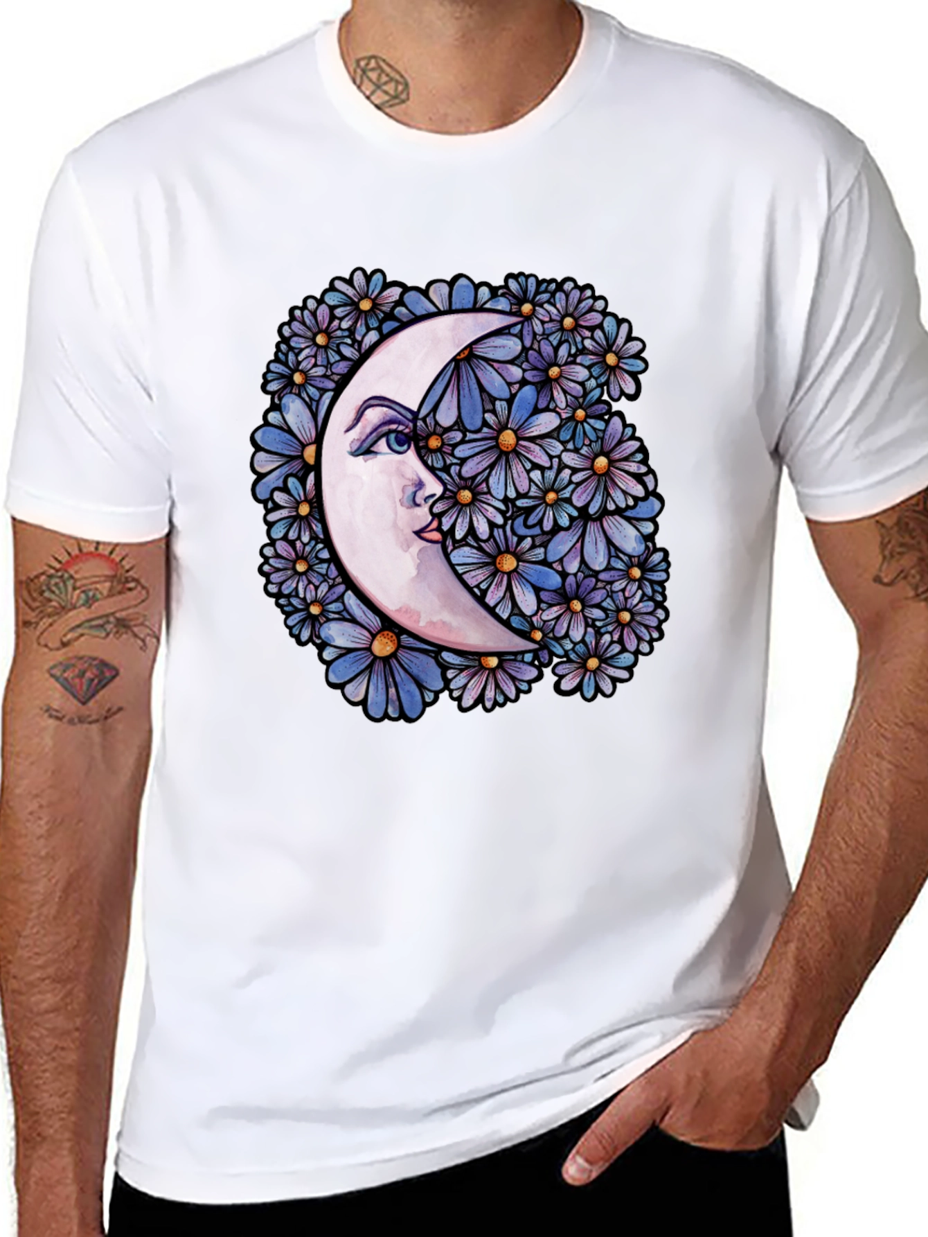 Moon & Floral Graphic Tee - Unisex
